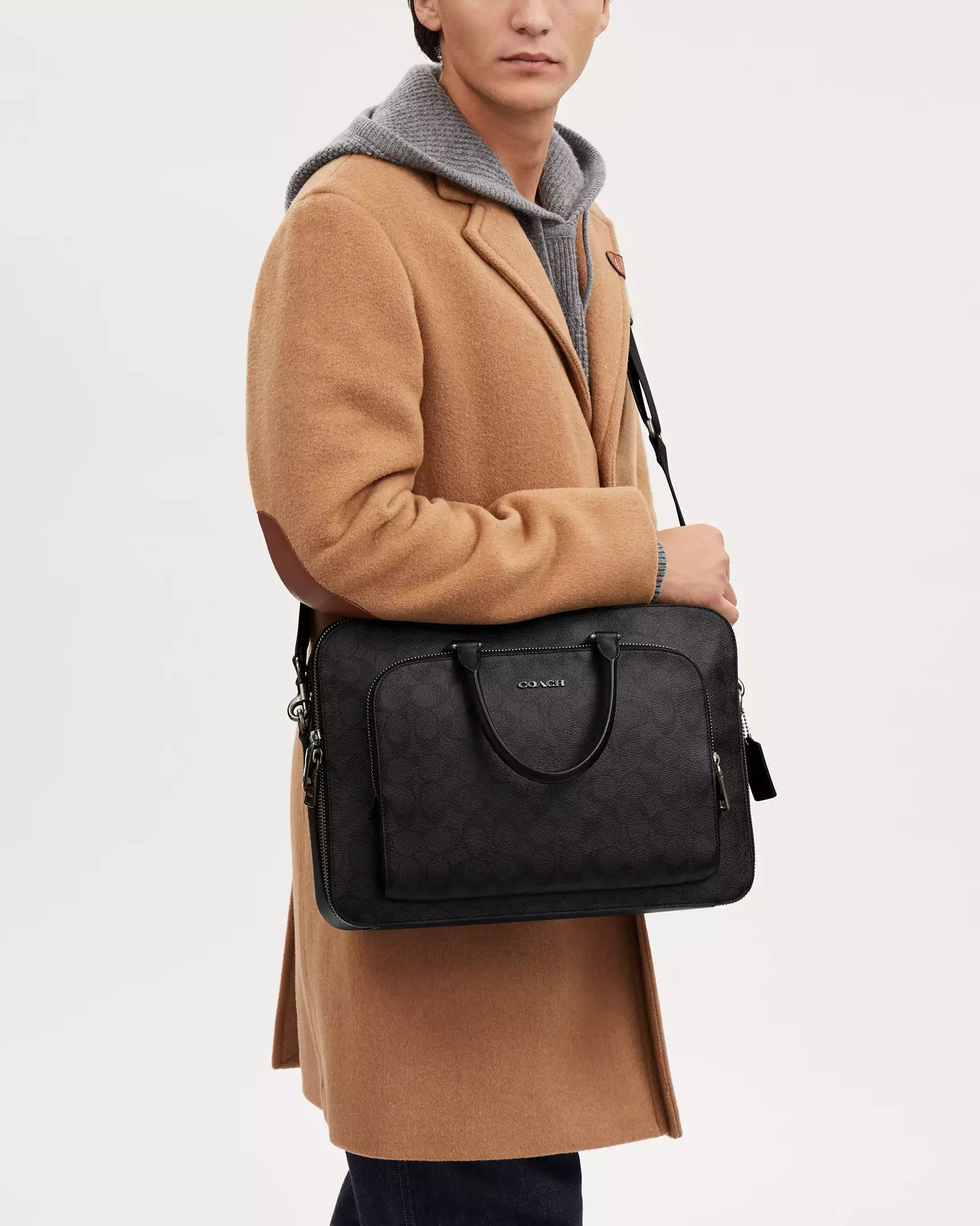 TÚI DÁNG CẶP LAPTOP NAM COACH ETHAN BRIEF IN SIGNATURE CANVAS CR274 3