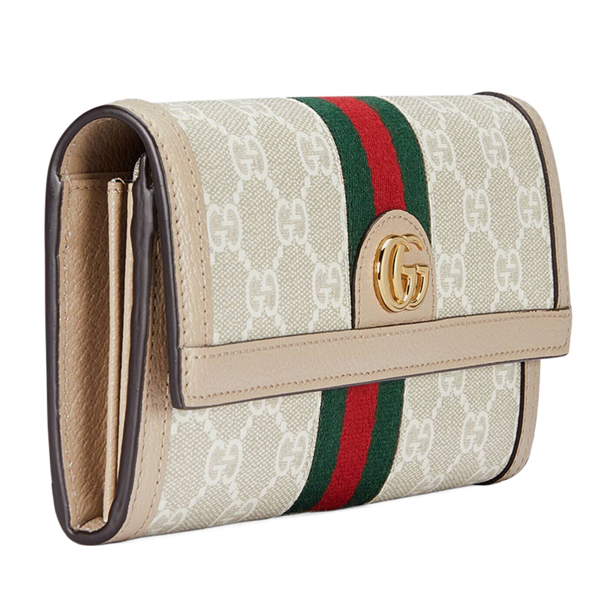 VÍ NỮ DÀI NẤP GẬP GUCCI OPHIDIA GG CONTINENTAL WALLET WITH BEIGE AND WHITE GG SUPREME CANVAS 11