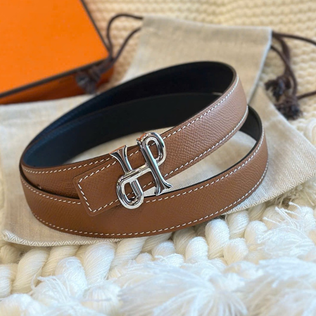 Dây nịt nữ Hermes Cor Baroque Belt Buckle Reversible Leather Strap Gold 24 mm 6