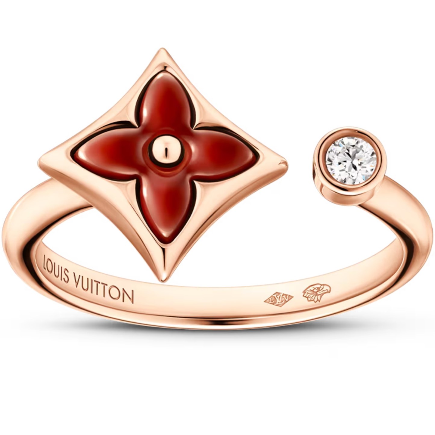 Nhẫn hoa đỏ Louis Vuitton Colour Blossom Mini Star Ring Cornelian and Diamond 6