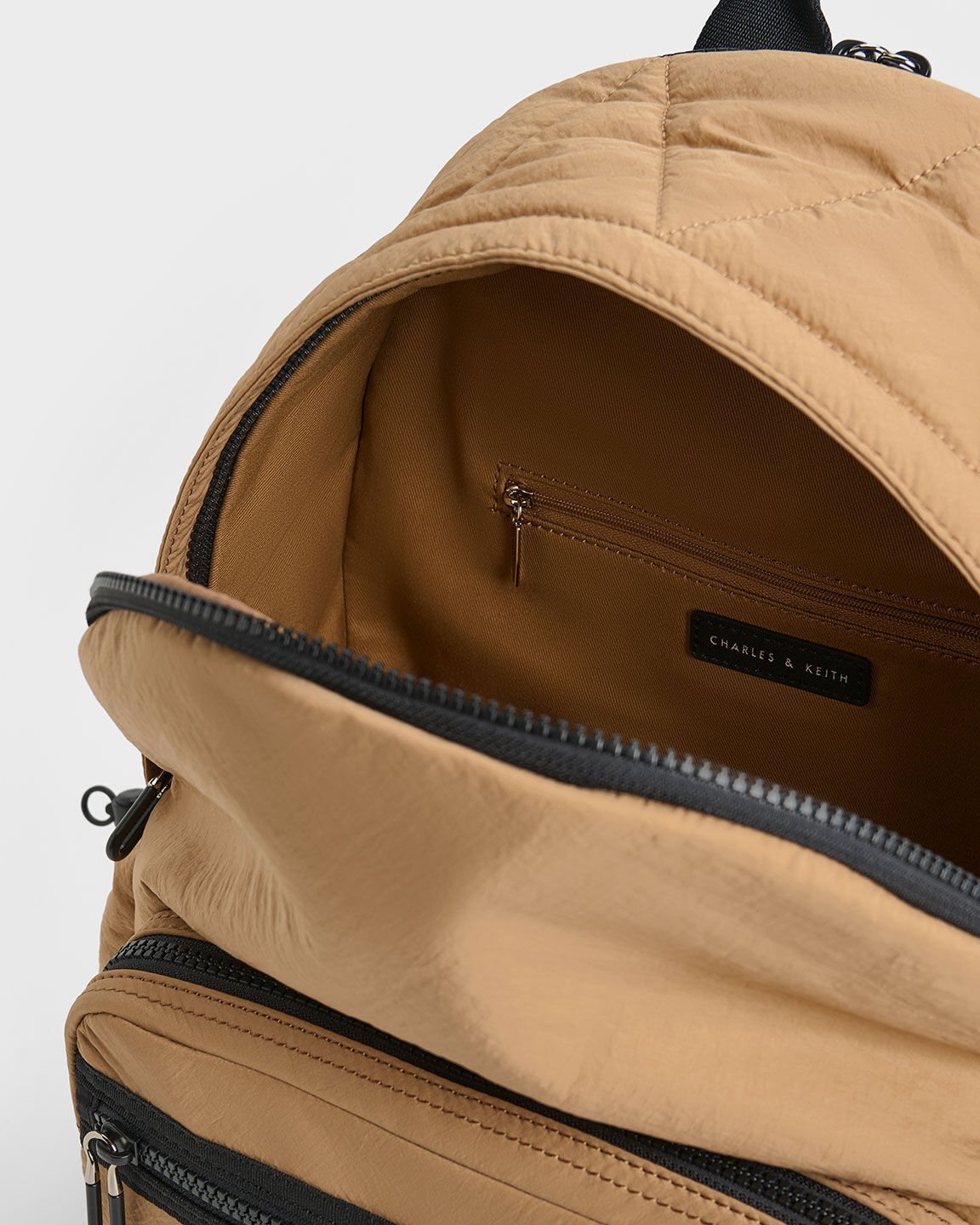 Ba lô CNK Charles Keith Soleil Nylon Backpack Camel CK2-60671589 5