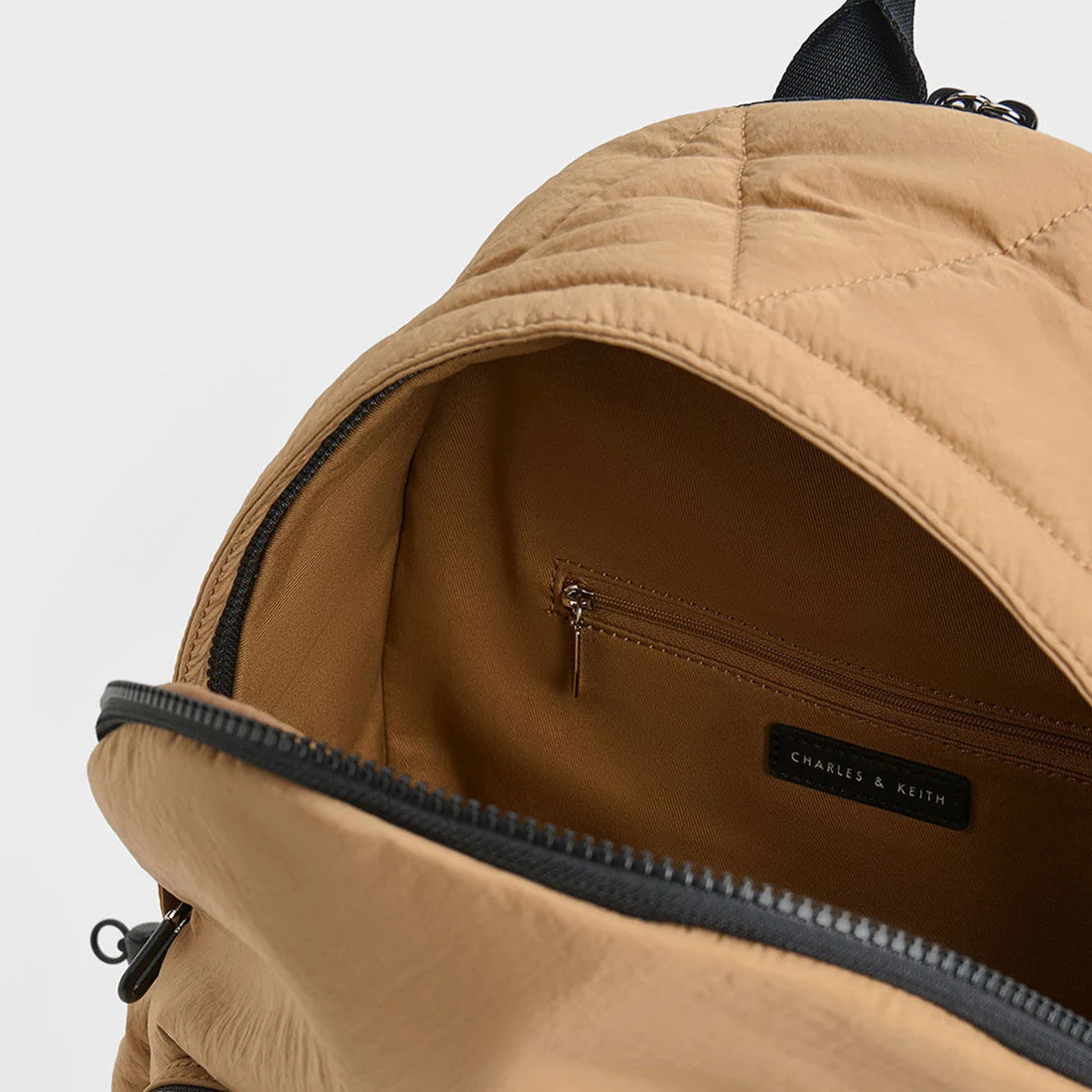 Ba lô CNK Charles Keith Soleil Nylon Backpack Camel CK2-60671589 7