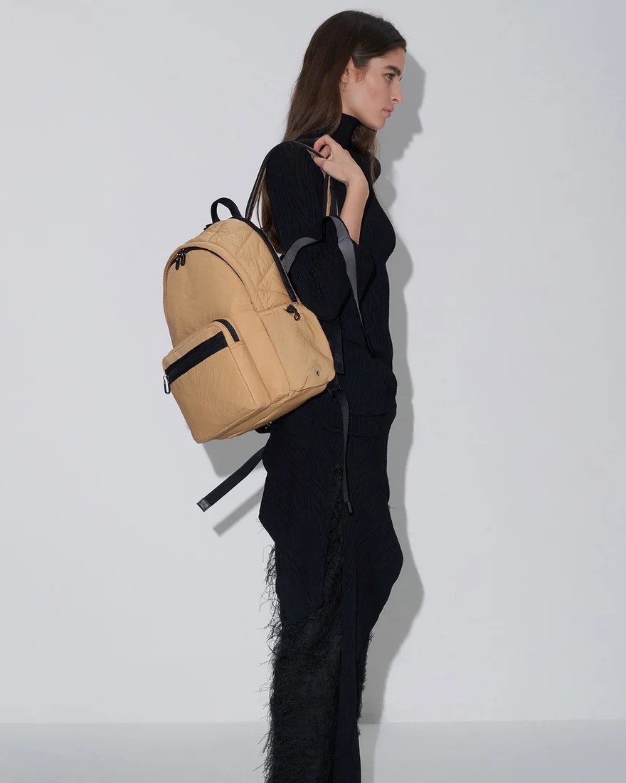 Ba lô CNK Charles Keith Soleil Nylon Backpack Camel CK2-60671589 3