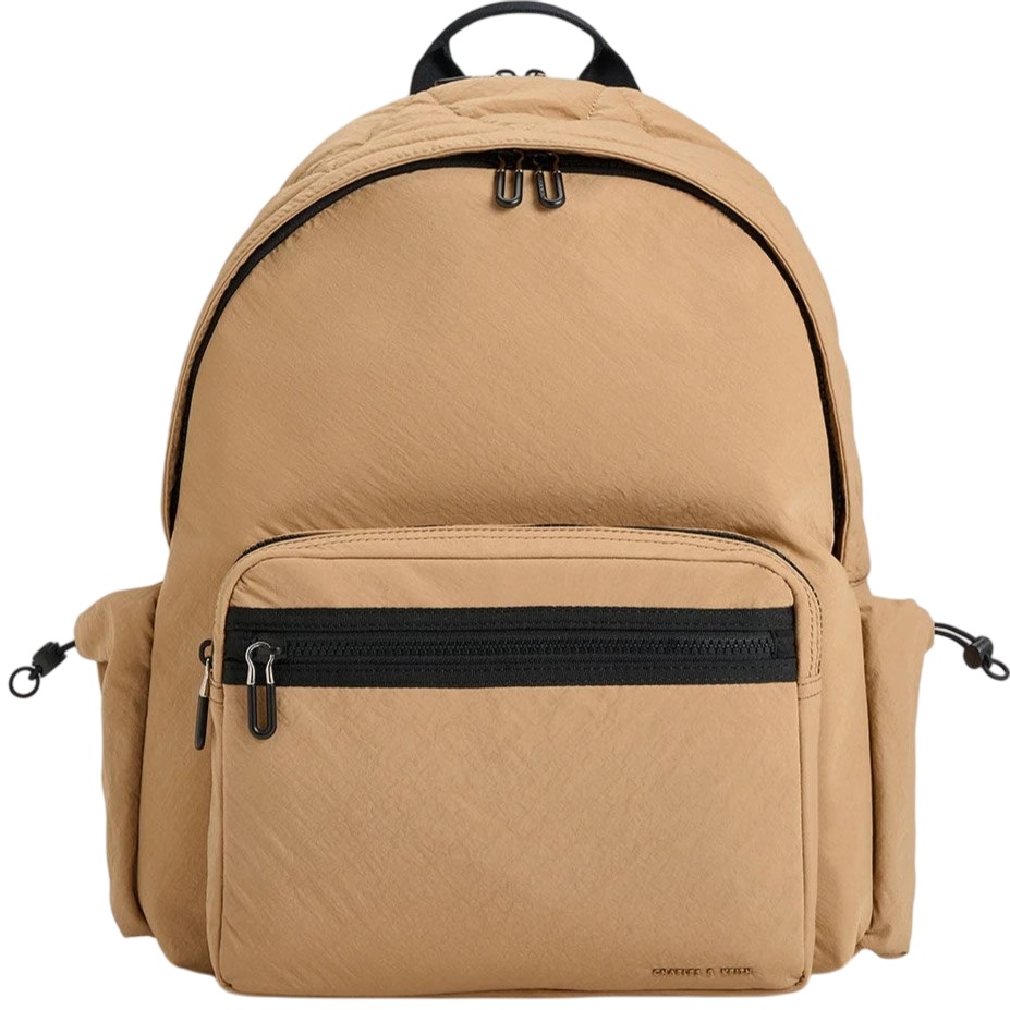 Ba lô CNK Charles Keith Soleil Nylon Backpack Camel CK2-60671589 4