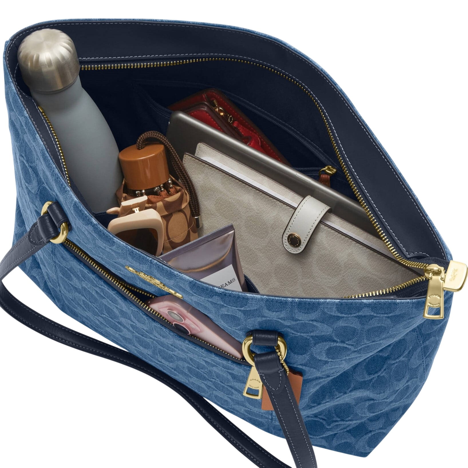 Túi đeo vai nữ Coach Station Tote Bag In Signature Denim Blue CDB88 8