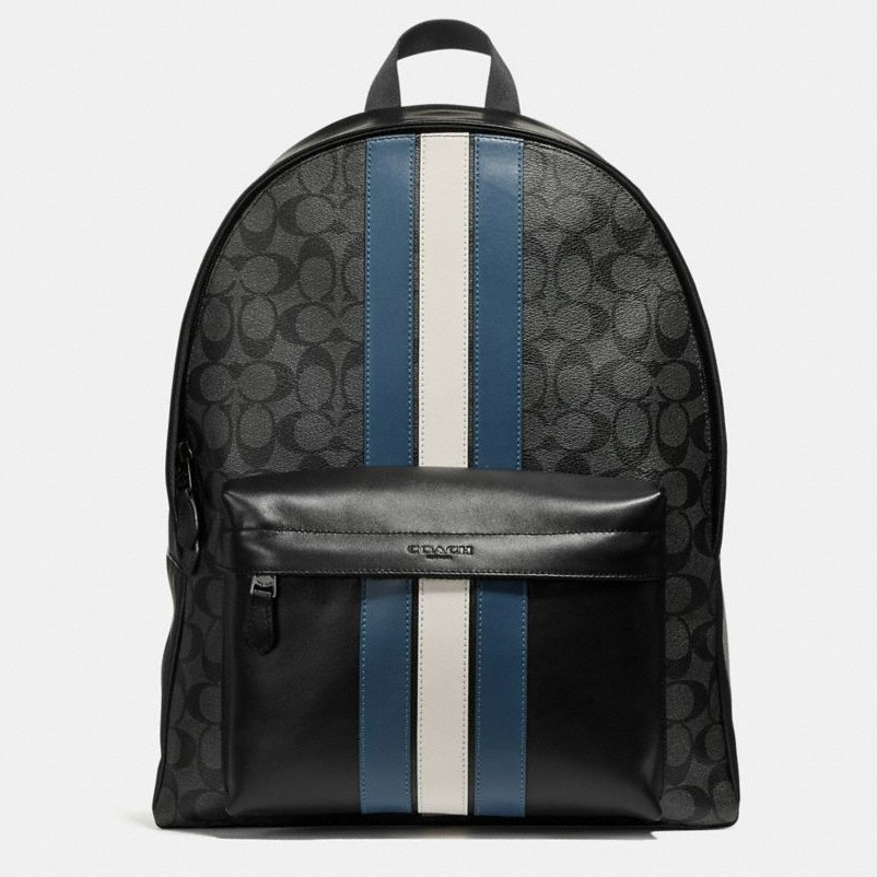 BA LÔ COACH CHARLES BACKPACK IN SIGNATURE CANVAS WITH VARSITY STRIPE 4