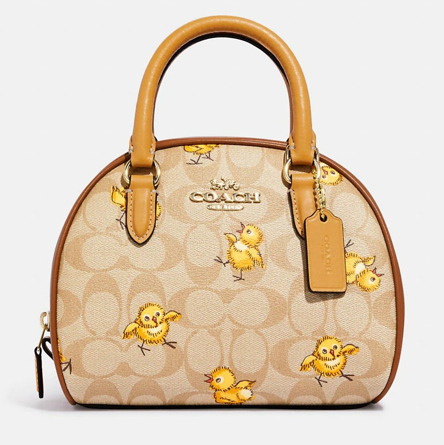 Túi đeo chéo Coach Sydney Satchel In Signature Canvas With Tossed Chick  Print