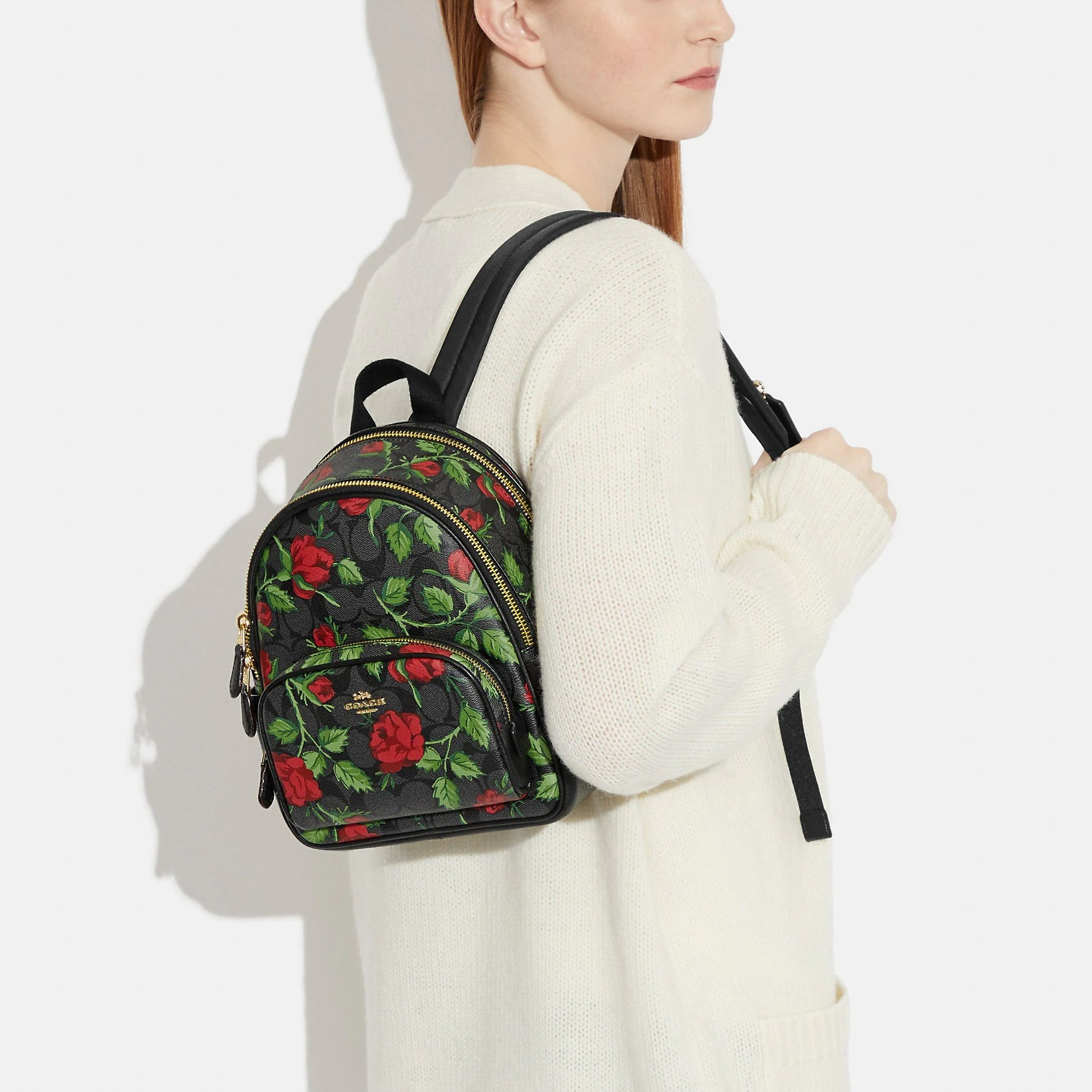 BALO MINI COACH HOA HỒNG COURT BACKPACK IN SIGNATURE CANVAS WITH FAIRYTALE ROSE PRINT 4