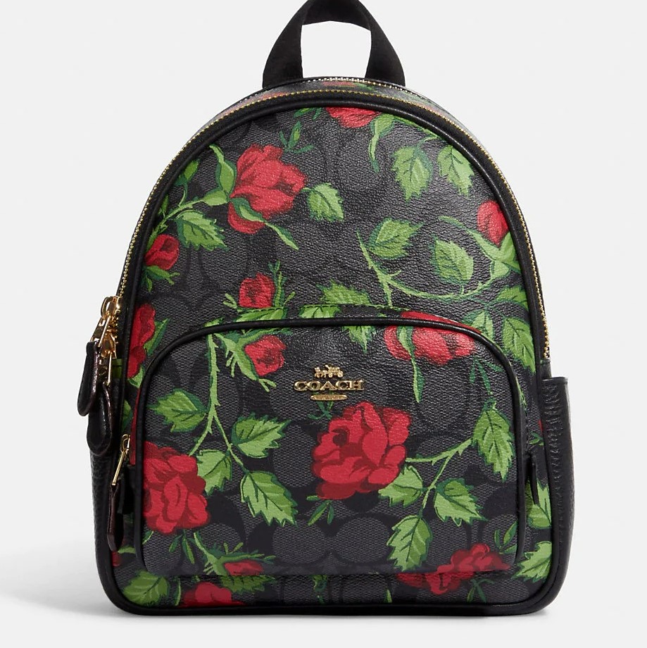 BALO MINI COACH HOA HỒNG COURT BACKPACK IN SIGNATURE CANVAS WITH FAIRYTALE ROSE PRINT 2