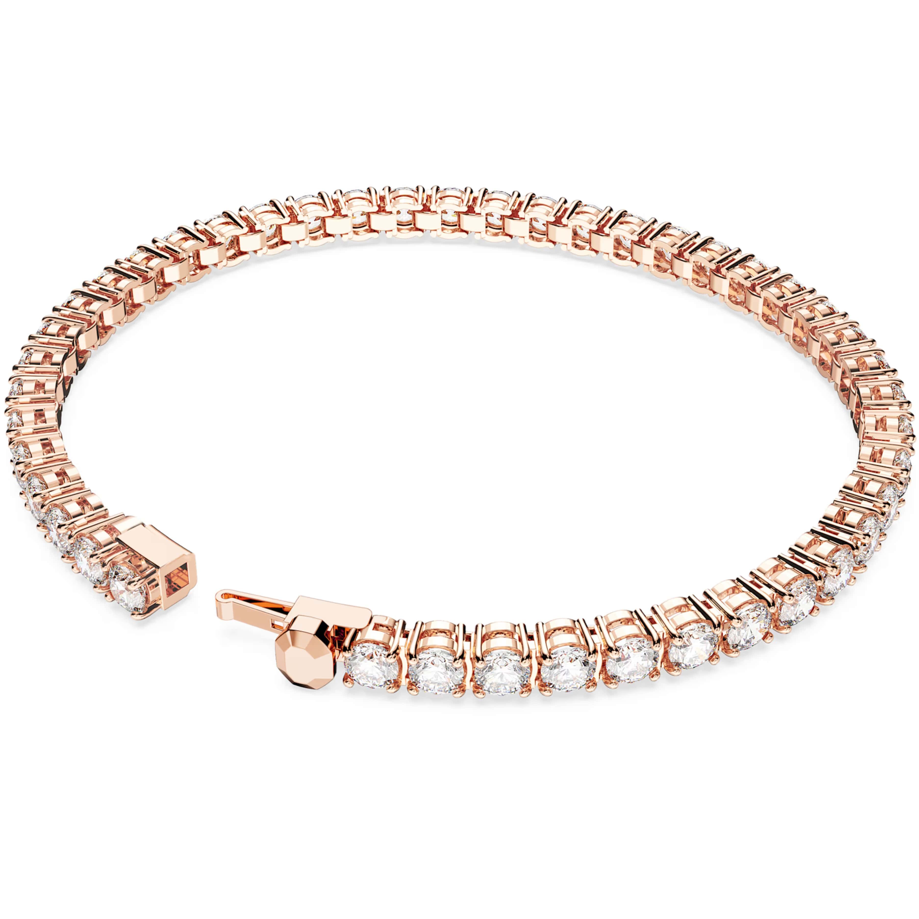 Lắc tay Swarovski Matrix Tennis Bracelet Round Cut Rose Gold-tone Plated 5657661 1