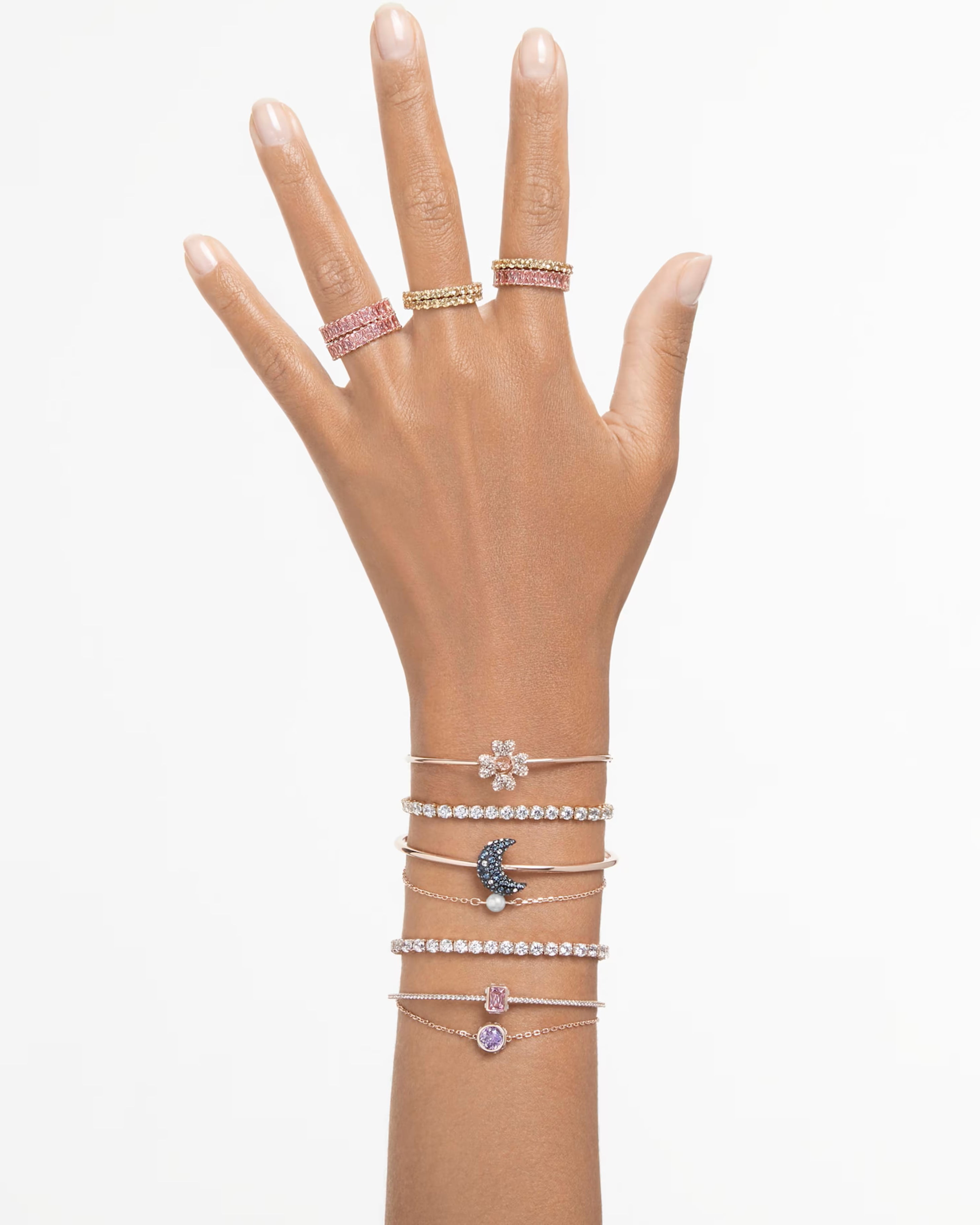 Lắc tay Swarovski Matrix Tennis Bracelet Round Cut Rose Gold-tone Plated 5657661 5