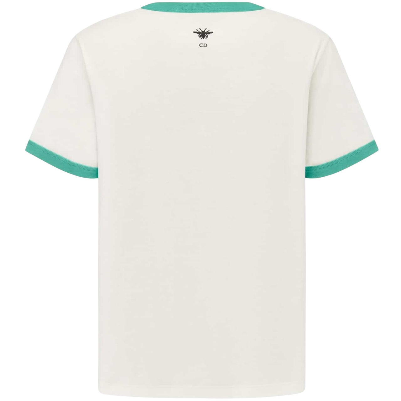 Áo thun trắng phối xanh lá Dior nữ Dioriviera T-Shirt Ecru and Aquamarina Cotton Jersey 5