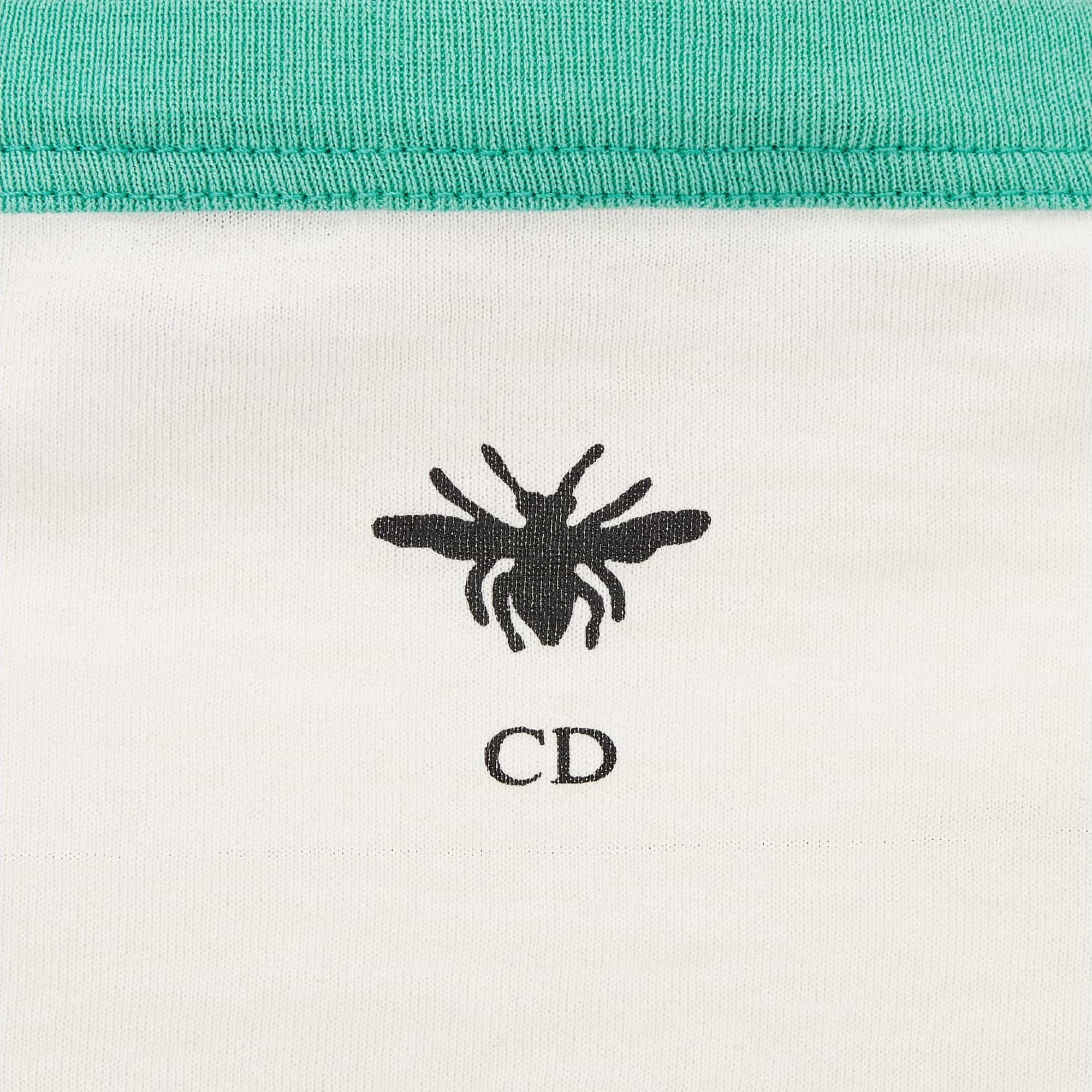Áo thun trắng phối xanh lá Dior nữ Dioriviera T-Shirt Ecru and Aquamarina Cotton Jersey 2