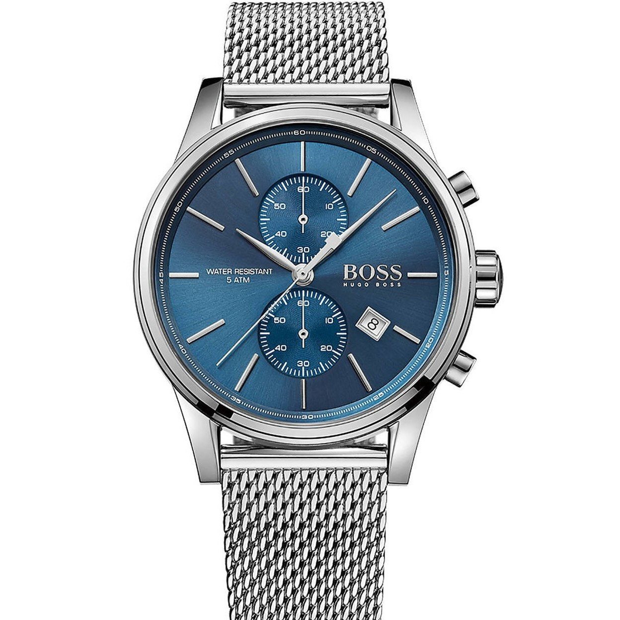 ĐỒNG HỒ ĐEO TAY NAM HUGO BOSS 1513441 MENS JET STAINLESS STEEL BLUE DIAL MESH STRAP CHRONOGRAPH WATCH 8