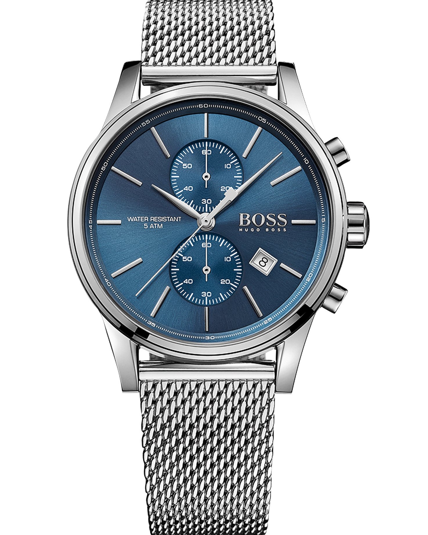 ĐỒNG HỒ ĐEO TAY NAM HUGO BOSS 1513441 MENS JET STAINLESS STEEL BLUE DIAL MESH STRAP CHRONOGRAPH WATCH 12