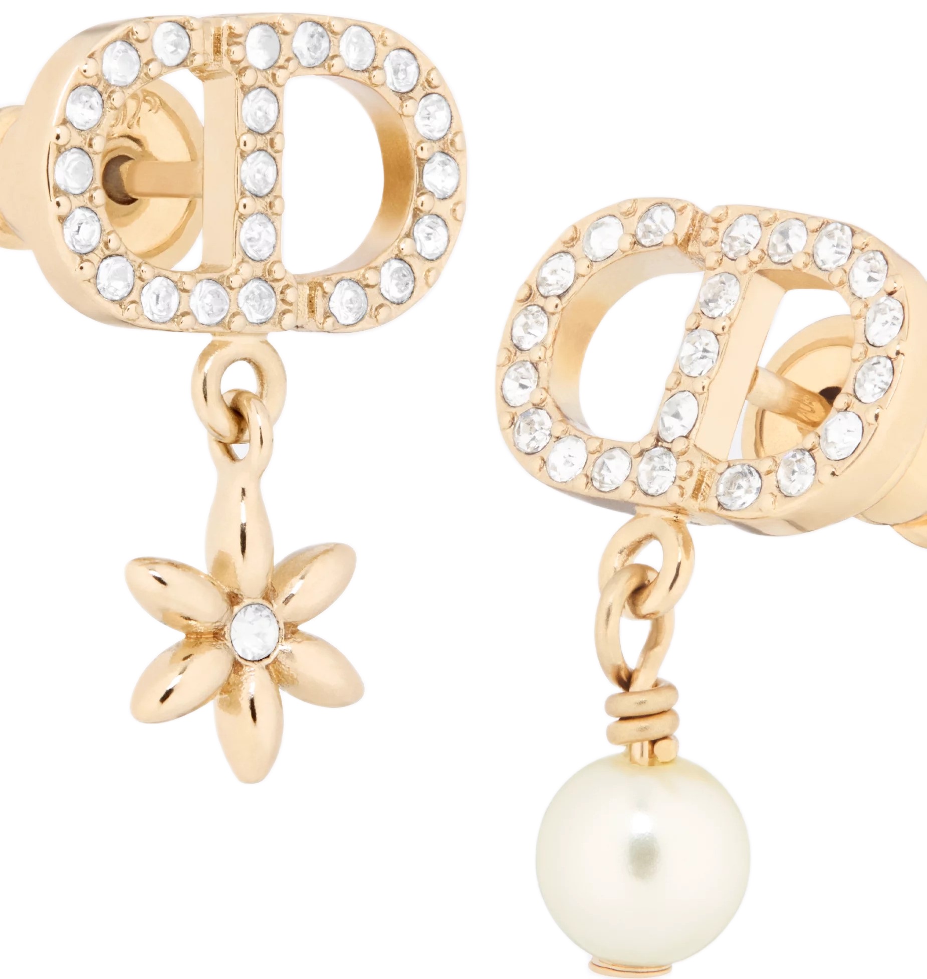 Hoa tai Dior Petit CD Daisy Earrings Pale Gold-Finish Metal White Resin Pearl 6
