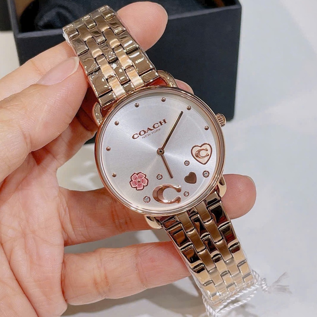 Đồng hồ đeo tay nữ Coach Elliot Silver Rose Gold-Toned Stainless Steel Bracelet Watch 14504285 3