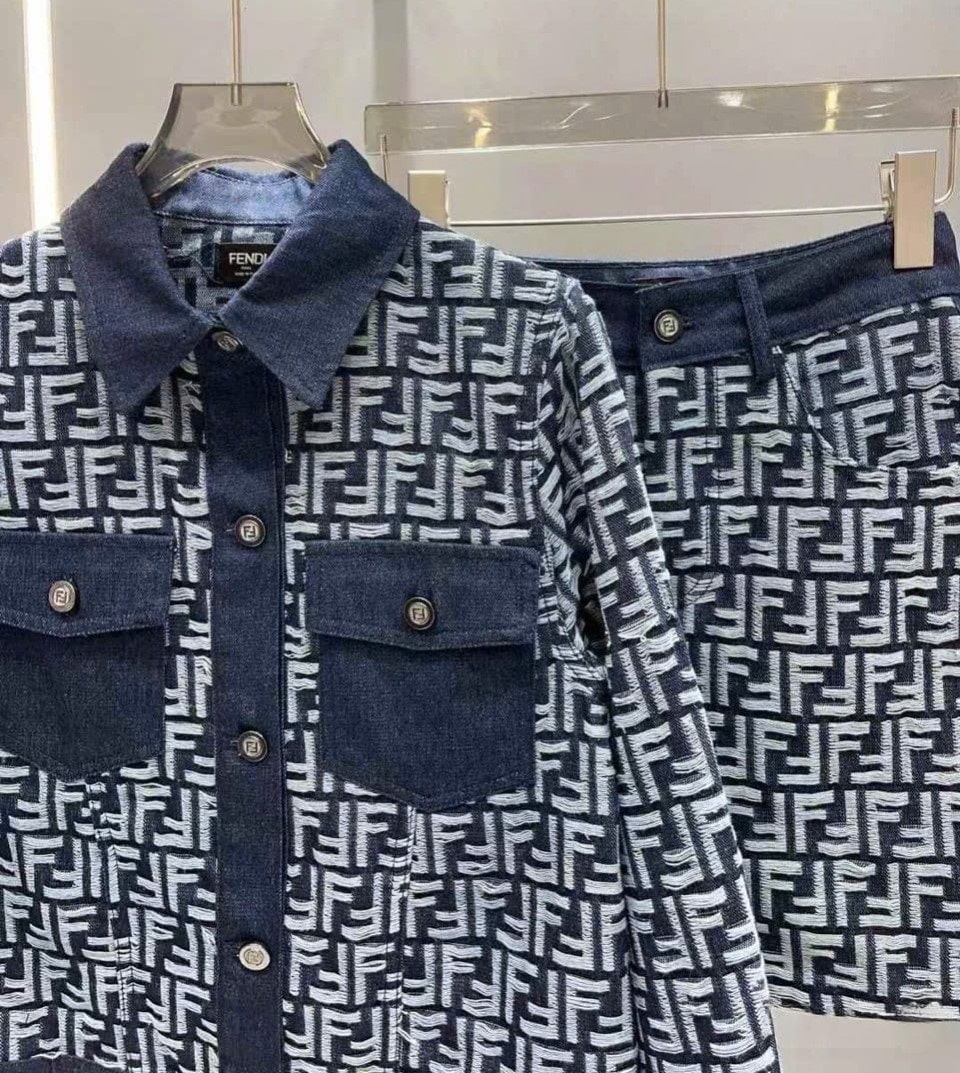 Combo áo váy xanh dương Fendi 9