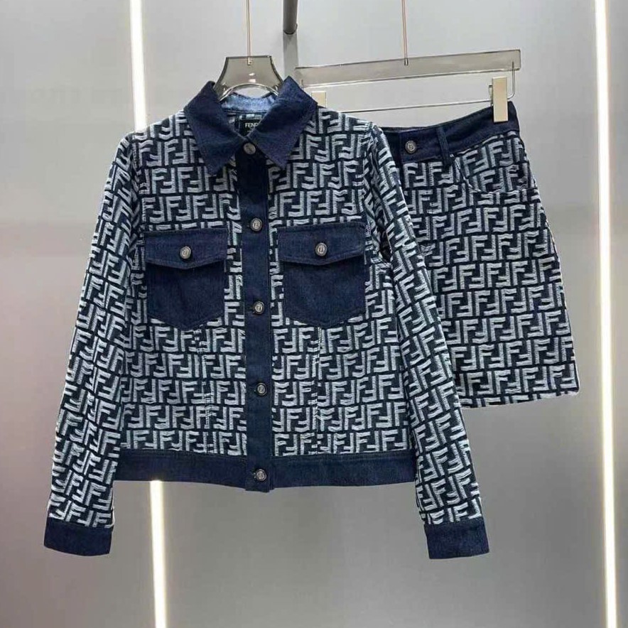 Combo áo váy xanh dương Fendi 11