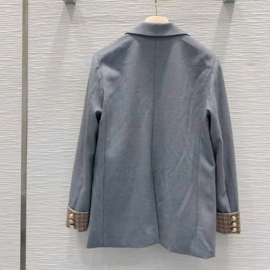 Áo khoác nữ màu xám phối nâu Miu Miu 6