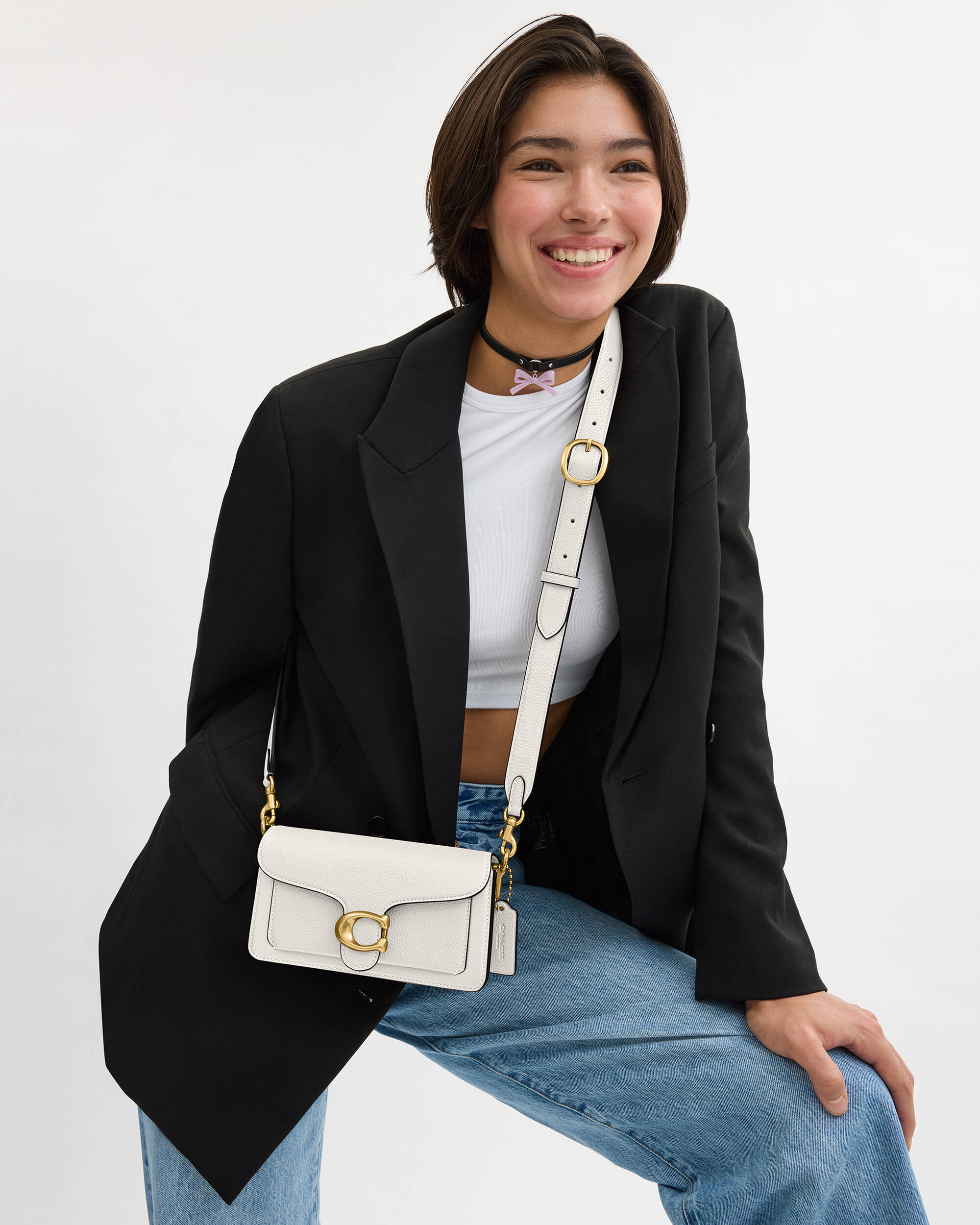 Túi xách trắng Coach Polished Pebble Leather Tabby Shoulder Bag 20 Refresh White CY201 8