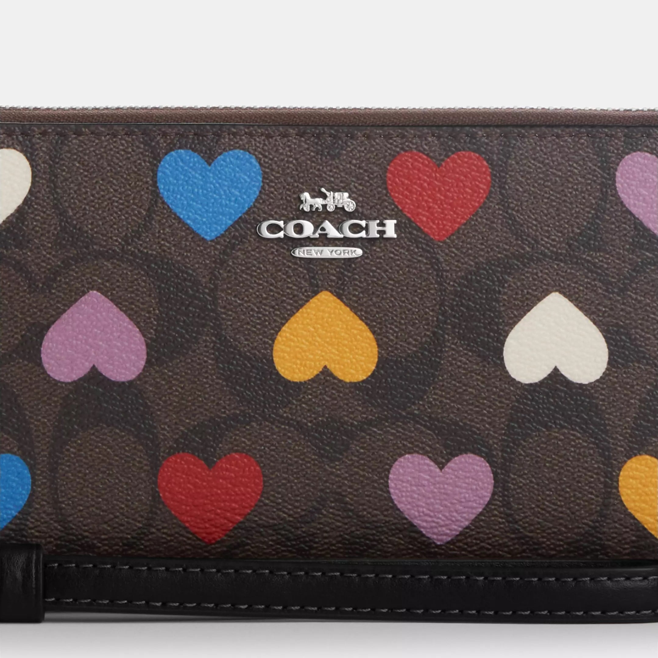 Ví Coach dài nữ Long Zip Around Wallet In Signature Canvas With Heart Print CP411 1