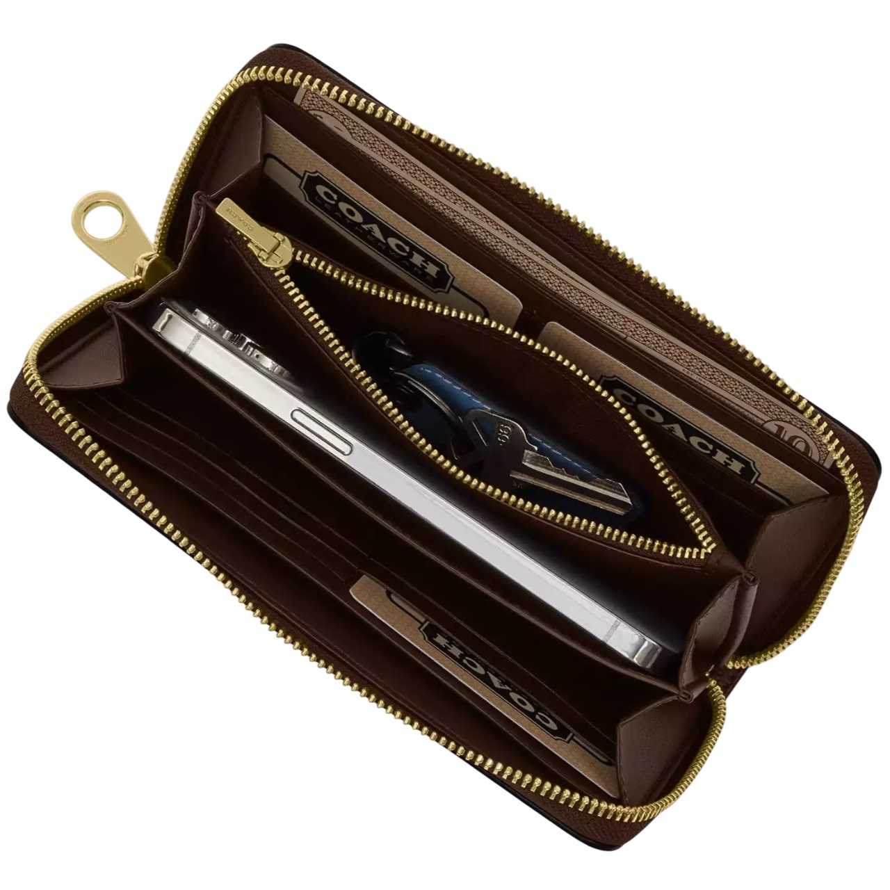 Ví Coach dài nữ Long Zip Around Wallet In Signature Canvas With Heart Print CP411 2