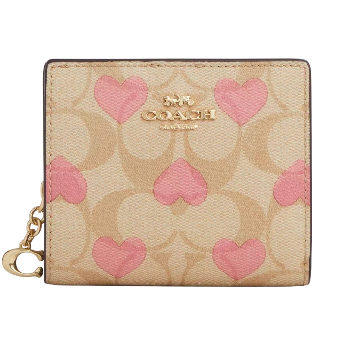 Ví nữ Coach ngắn Snap Wallet In Signature Canvas With Heart Print CQ145 2
