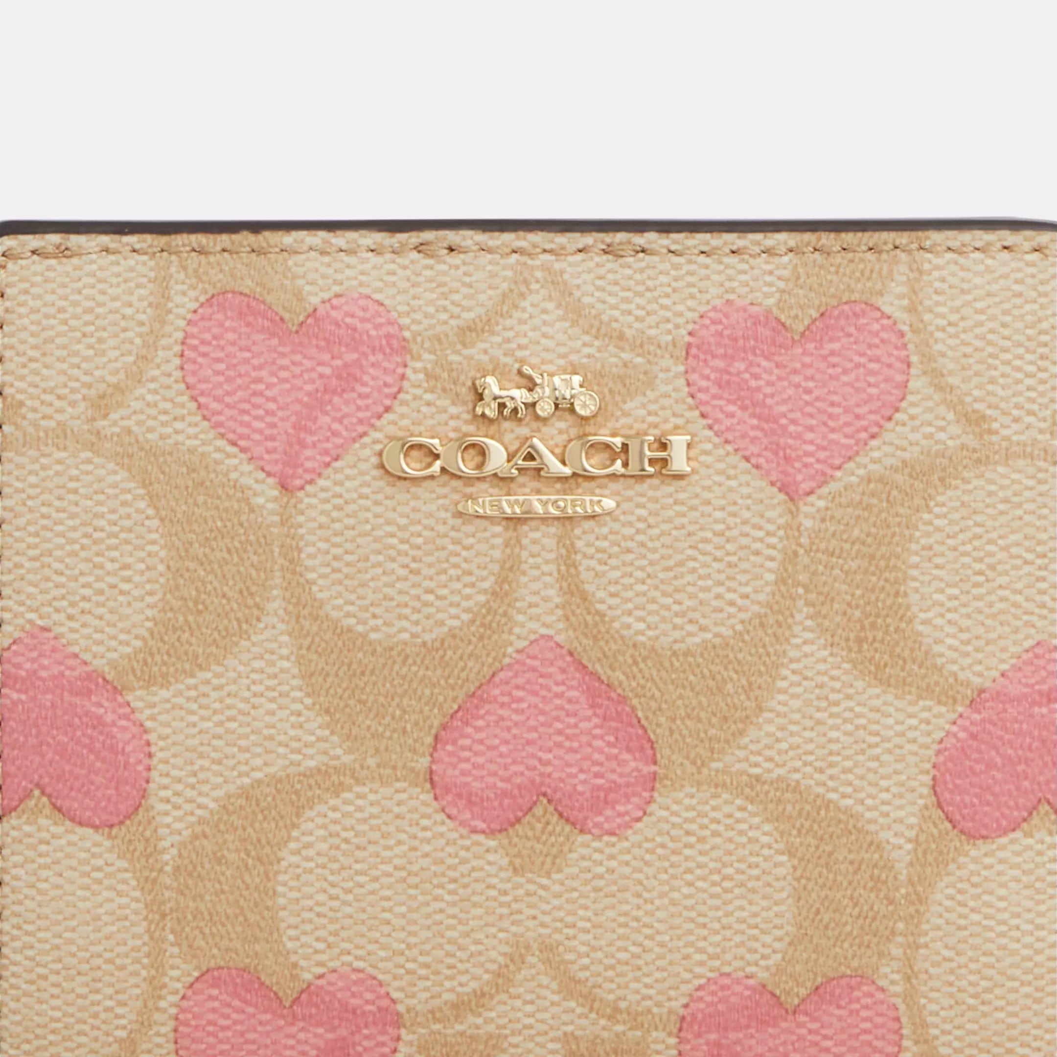 Ví nữ Coach ngắn Snap Wallet In Signature Canvas With Heart Print CQ145 3