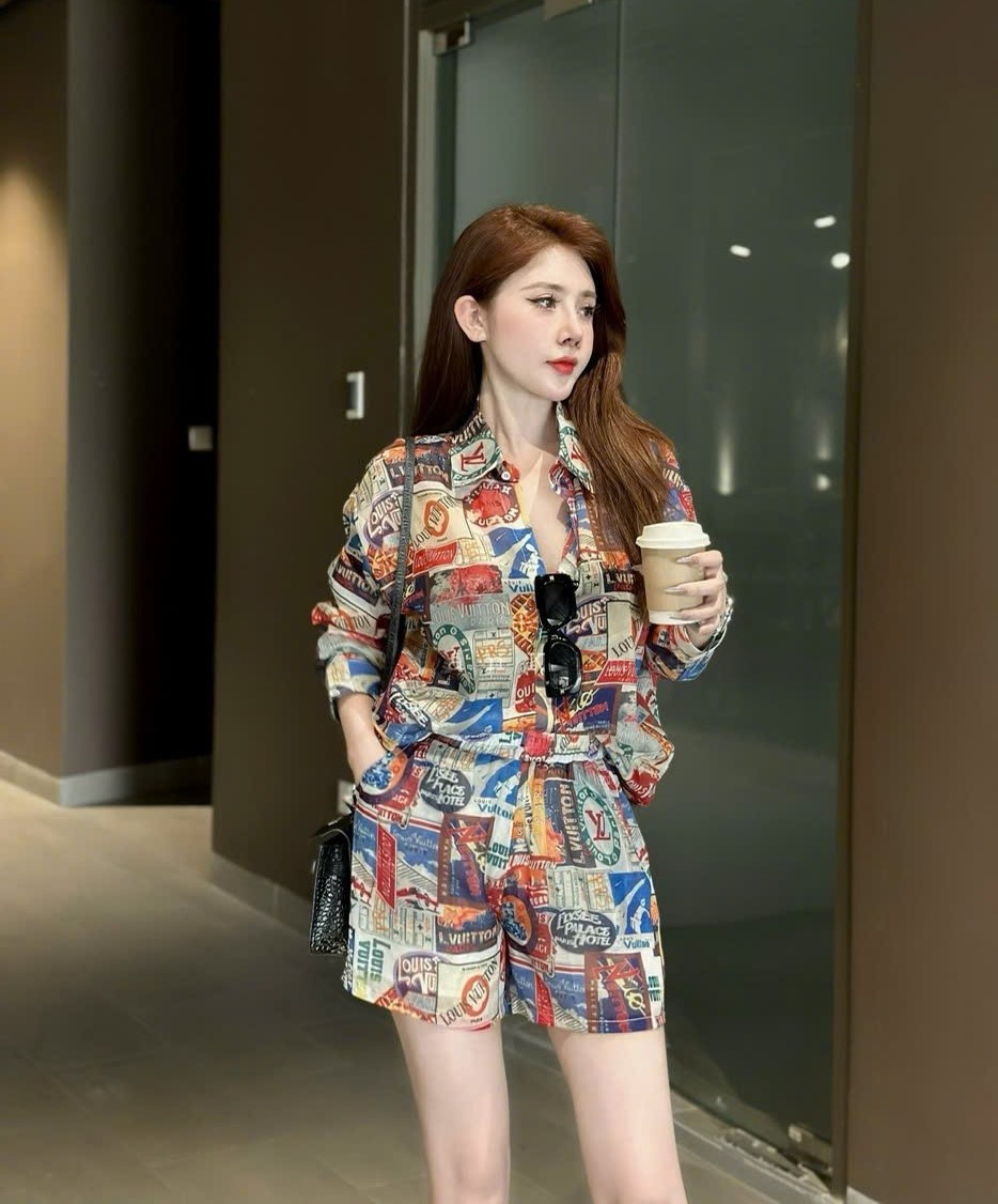 Combo bộ áo sơmi quần ngắn nữ Louis Vuitton 5