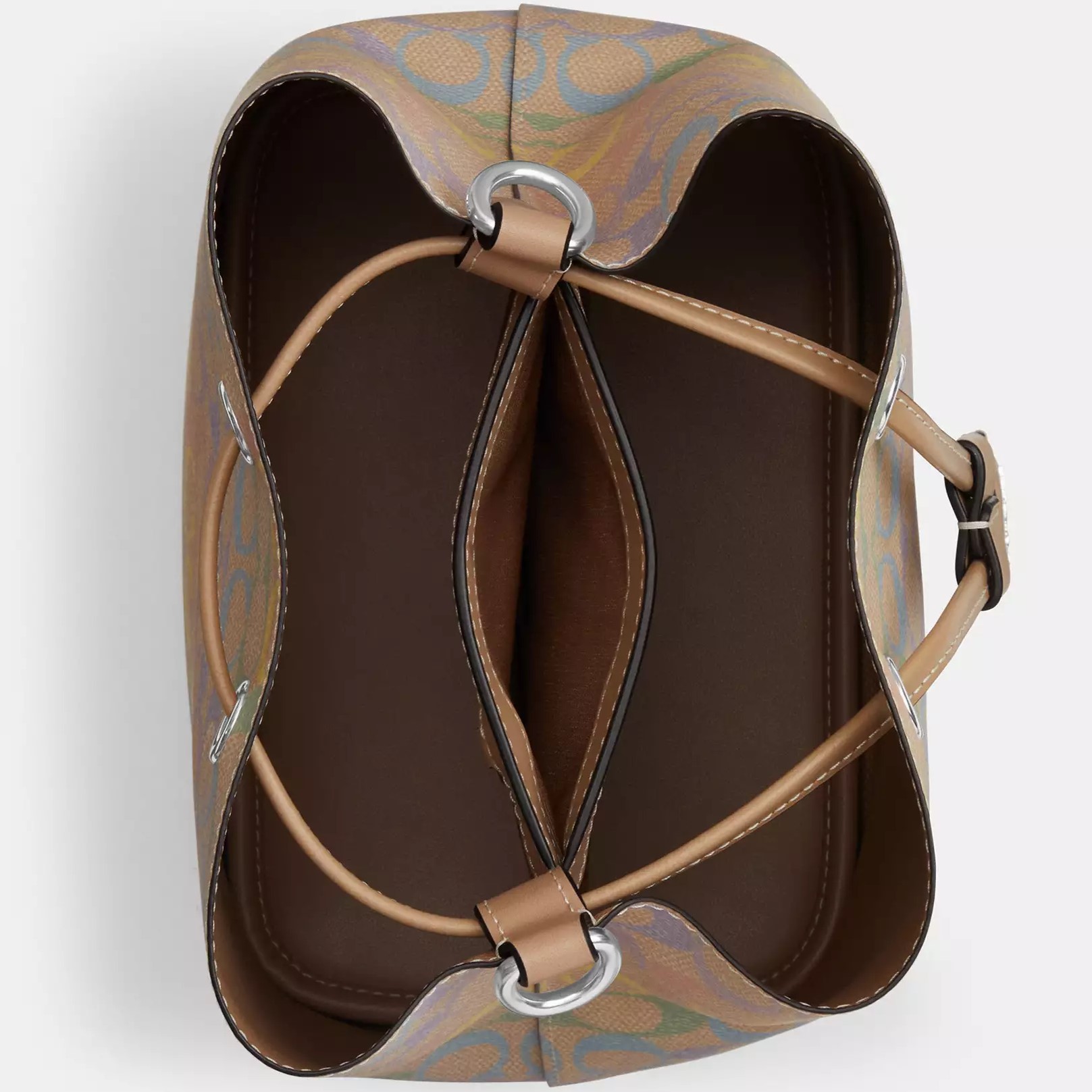 Túi xách Coach Rowan Bucket Bag In Rainbow Signature Canvas Sand Multi CDA92 6