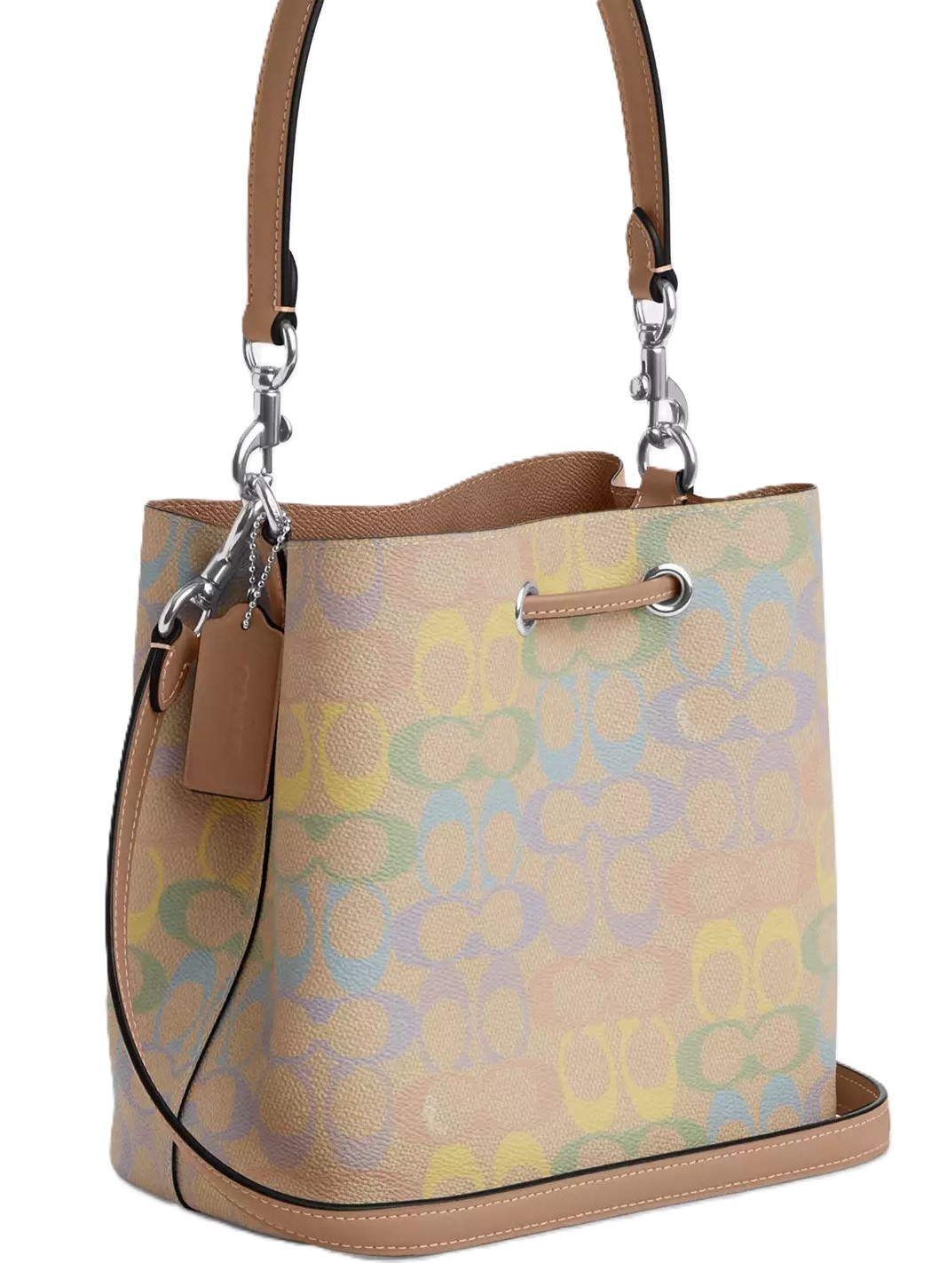Túi xách Coach Rowan Bucket Bag In Rainbow Signature Canvas Sand Multi CDA92 7