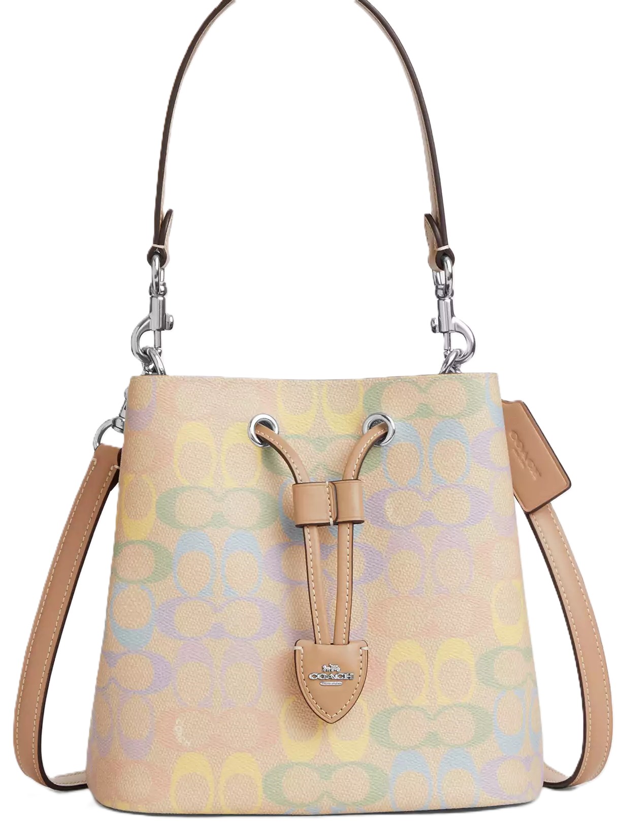 Túi xách Coach Rowan Bucket Bag In Rainbow Signature Canvas Sand Multi CDA92 10