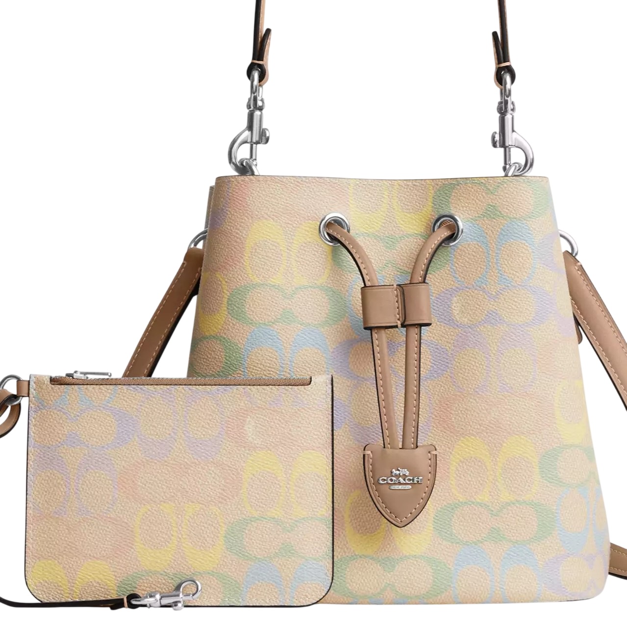 Túi xách Coach Rowan Bucket Bag In Rainbow Signature Canvas Sand Multi CDA92 2