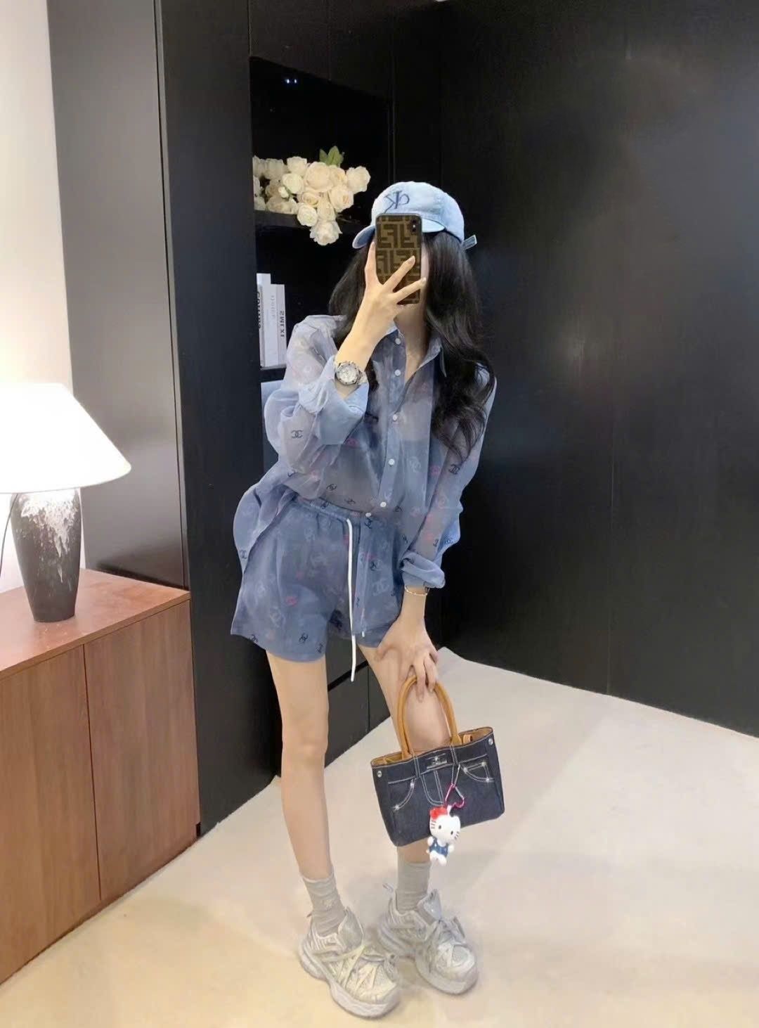 Combo bộ quần ngắn áo sơ mi nữ Chanel 9
