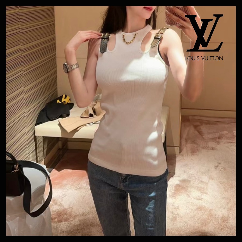 Áo thun trắng Louis Vuitton Eyelet Tab Tank Top 2