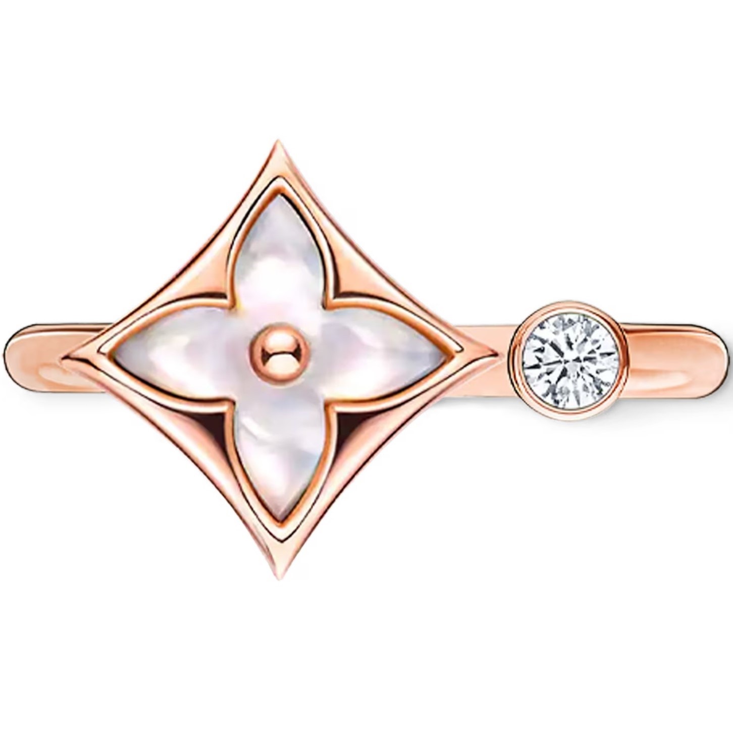 Nhẫn thời trang Louis Vuitton Color Blossom Mini Star Ring White Mother-of-Pearl and Diamond 4