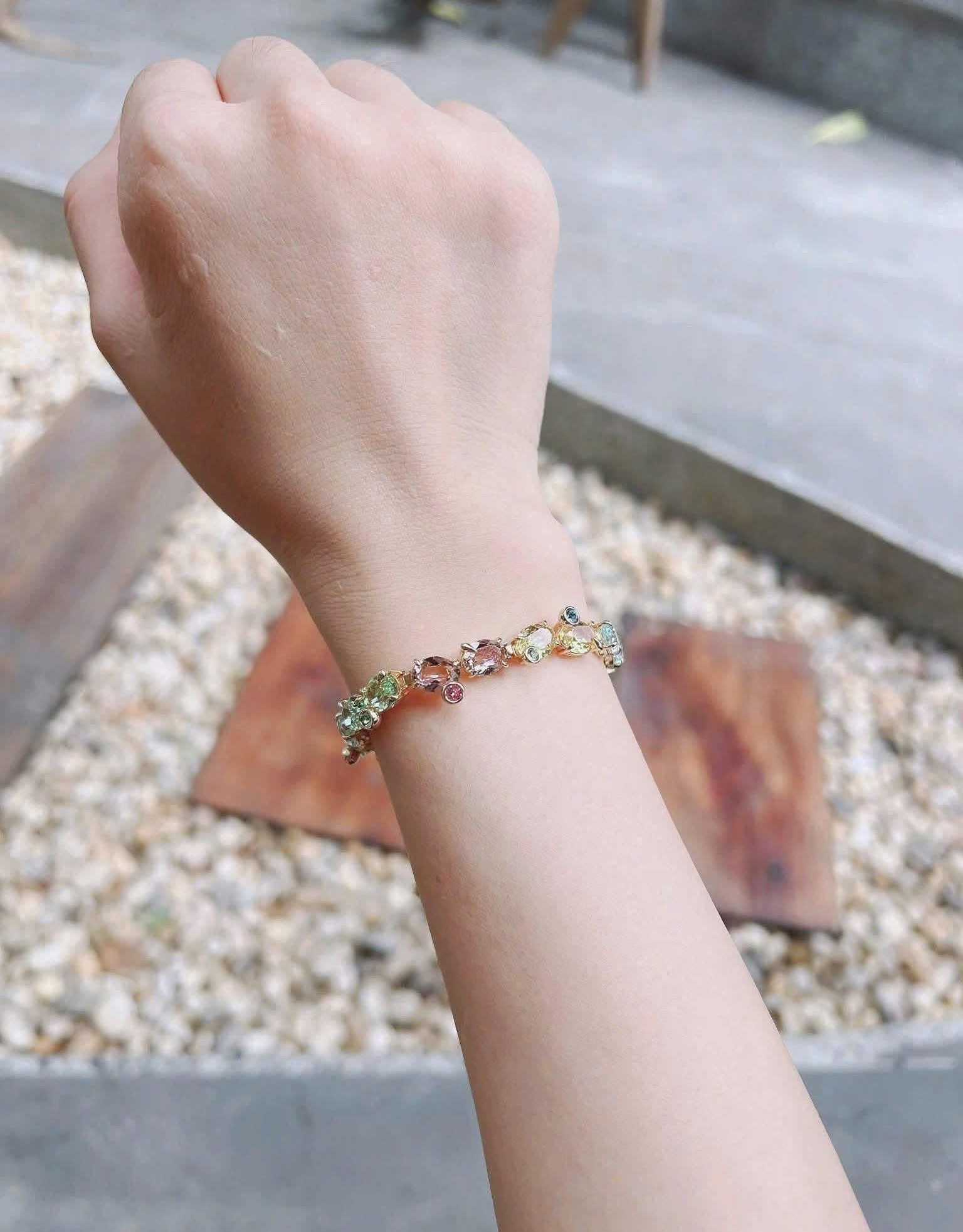 Lắc tay Swarovski Gema Bracelet Mixed Cuts Multicolored Gold-tone Plated 5705808 5