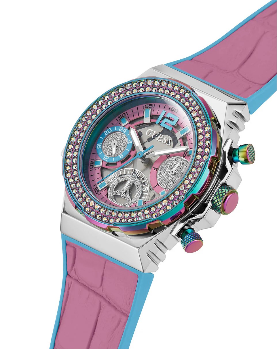 Đồng hồ đeo tay nữ Guess Pink Turquoise Fusion Silicone Watch GW0553L5 6
