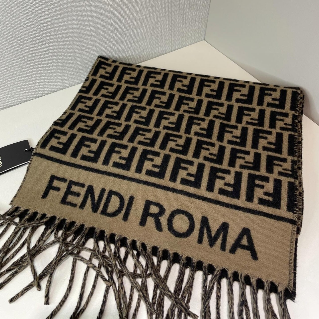 Khăn choàng Fendi FF Scarf Brown Wool and Cashmere Scarf 4