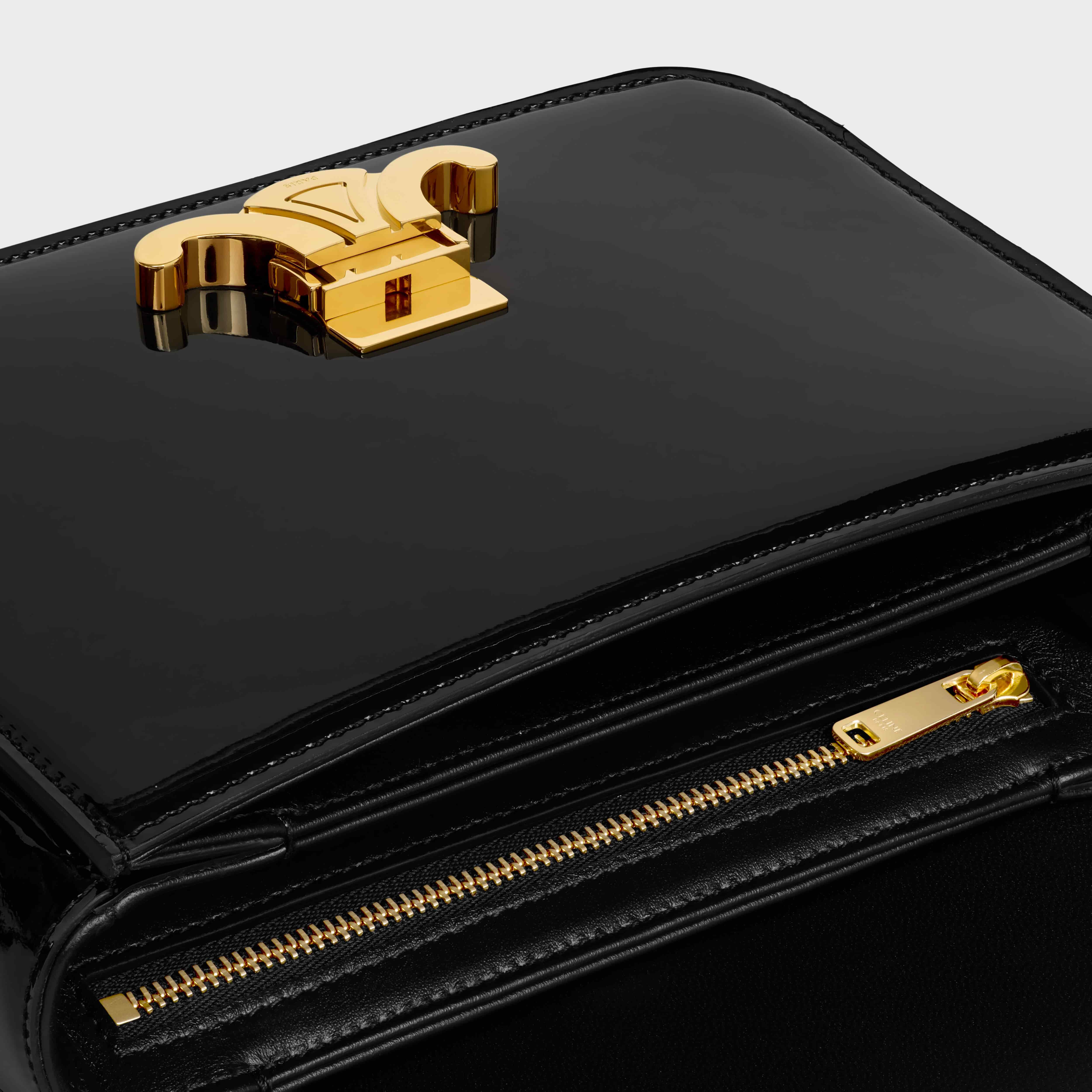 Túi Đeo Celine Teen Triomphe Shoulder Bag In Patent Calfskin Màu Đen 3