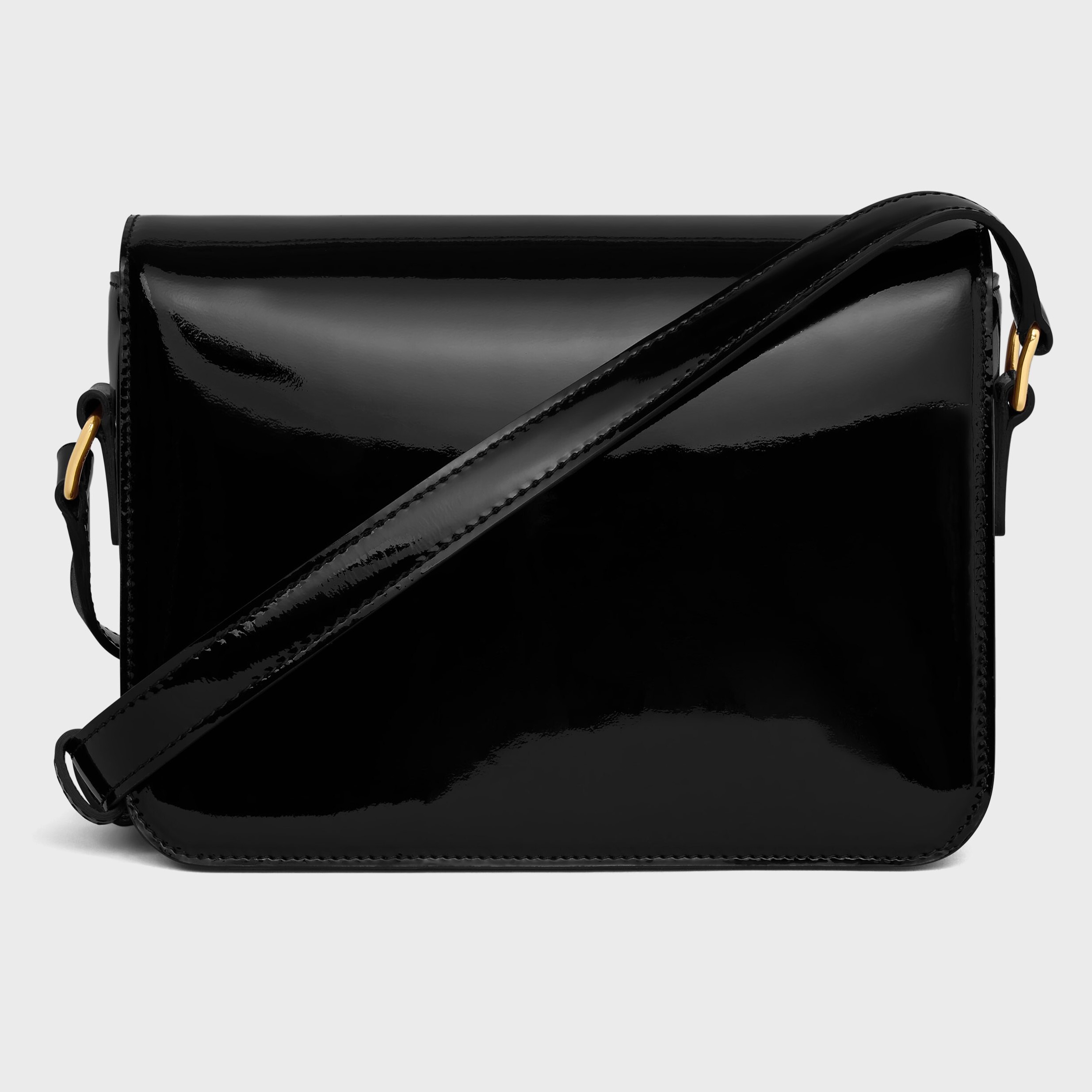 Túi Đeo Celine Teen Triomphe Shoulder Bag In Patent Calfskin Màu Đen 2