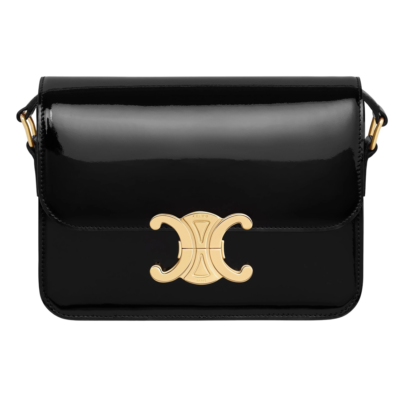 Túi Đeo Celine Teen Triomphe Shoulder Bag In Patent Calfskin Màu Đen 5