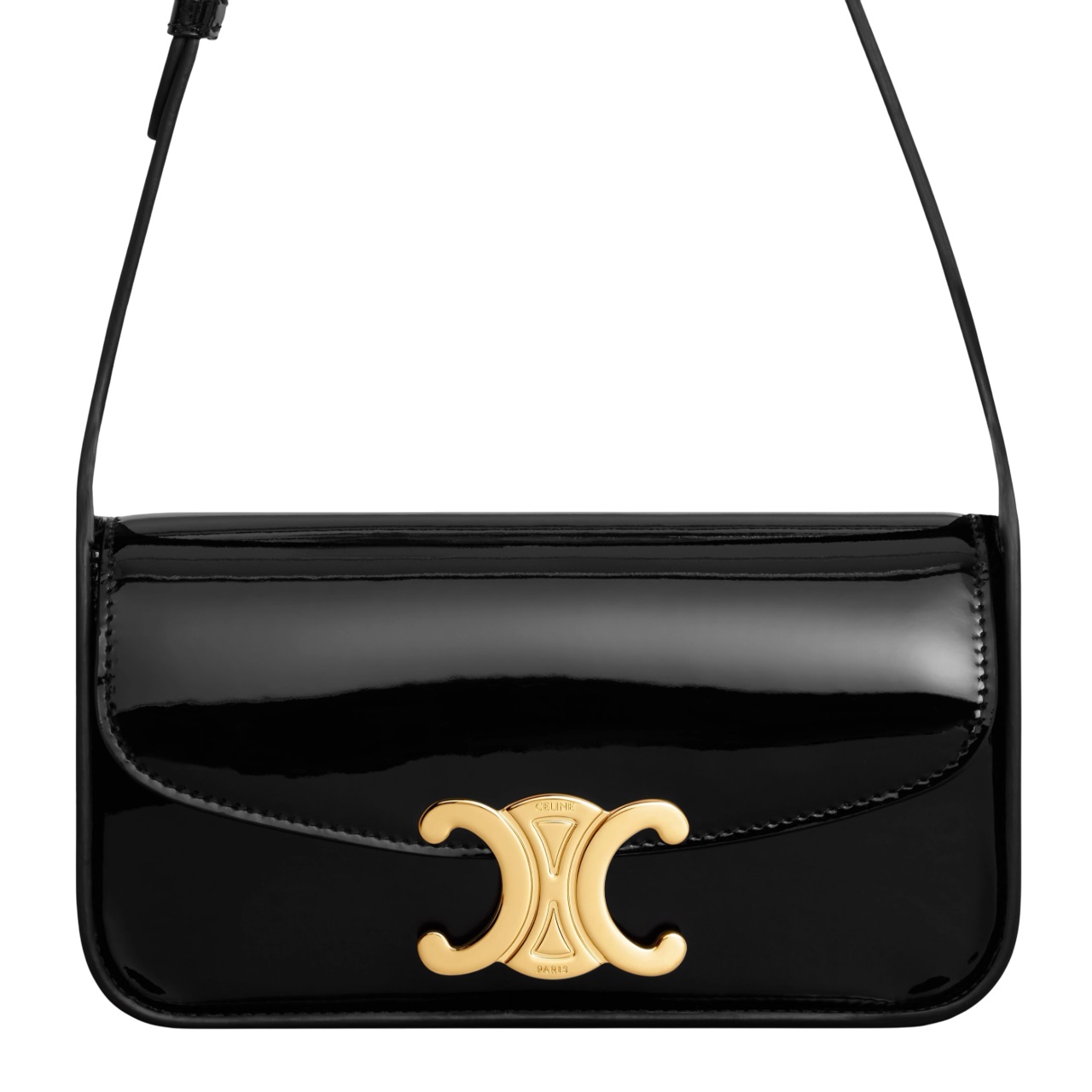 Túi kẹp nách Celine Shoulder Bag Terence In Patent Calfskin Black 3