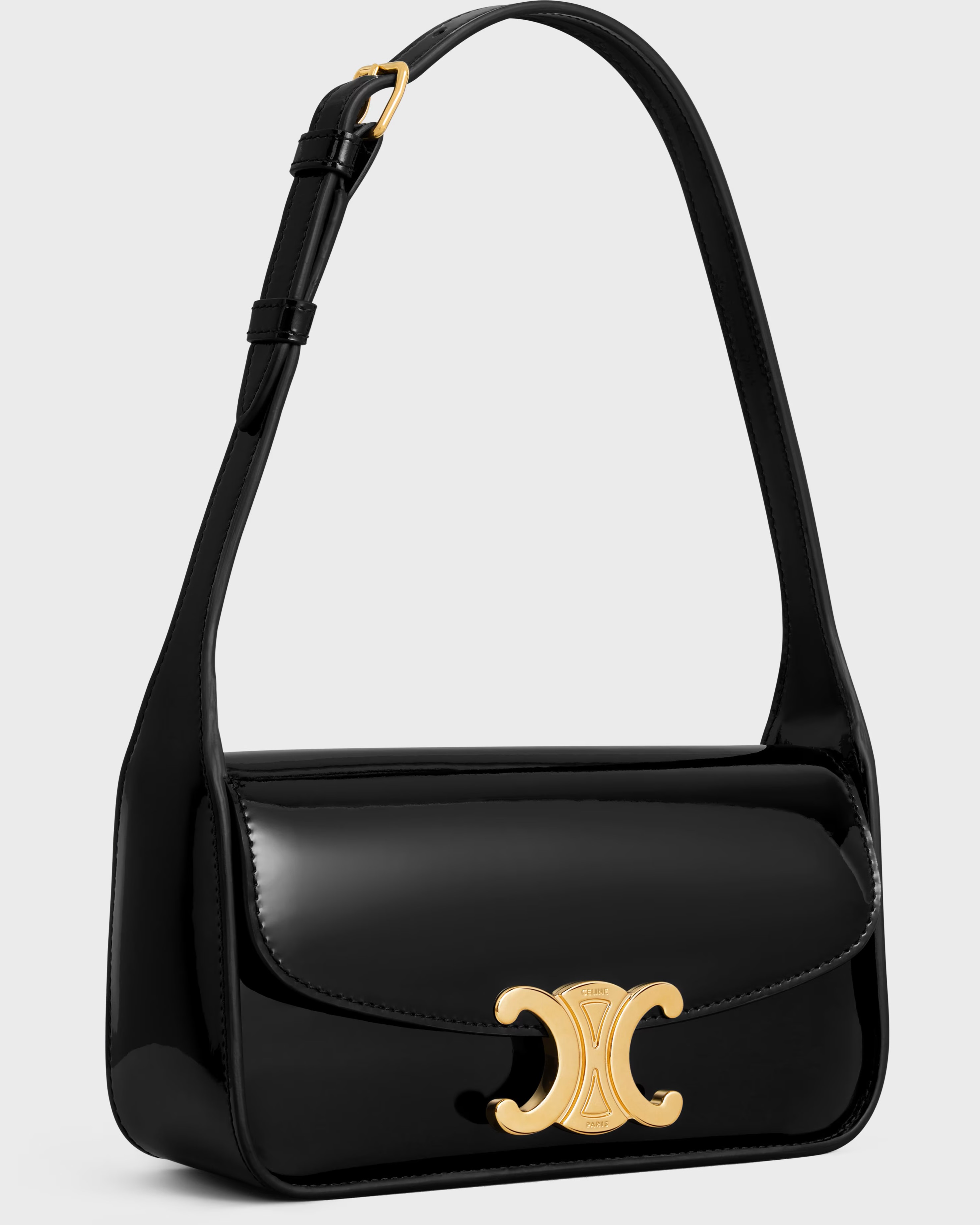 Túi kẹp nách Celine Shoulder Bag Terence In Patent Calfskin Black 6