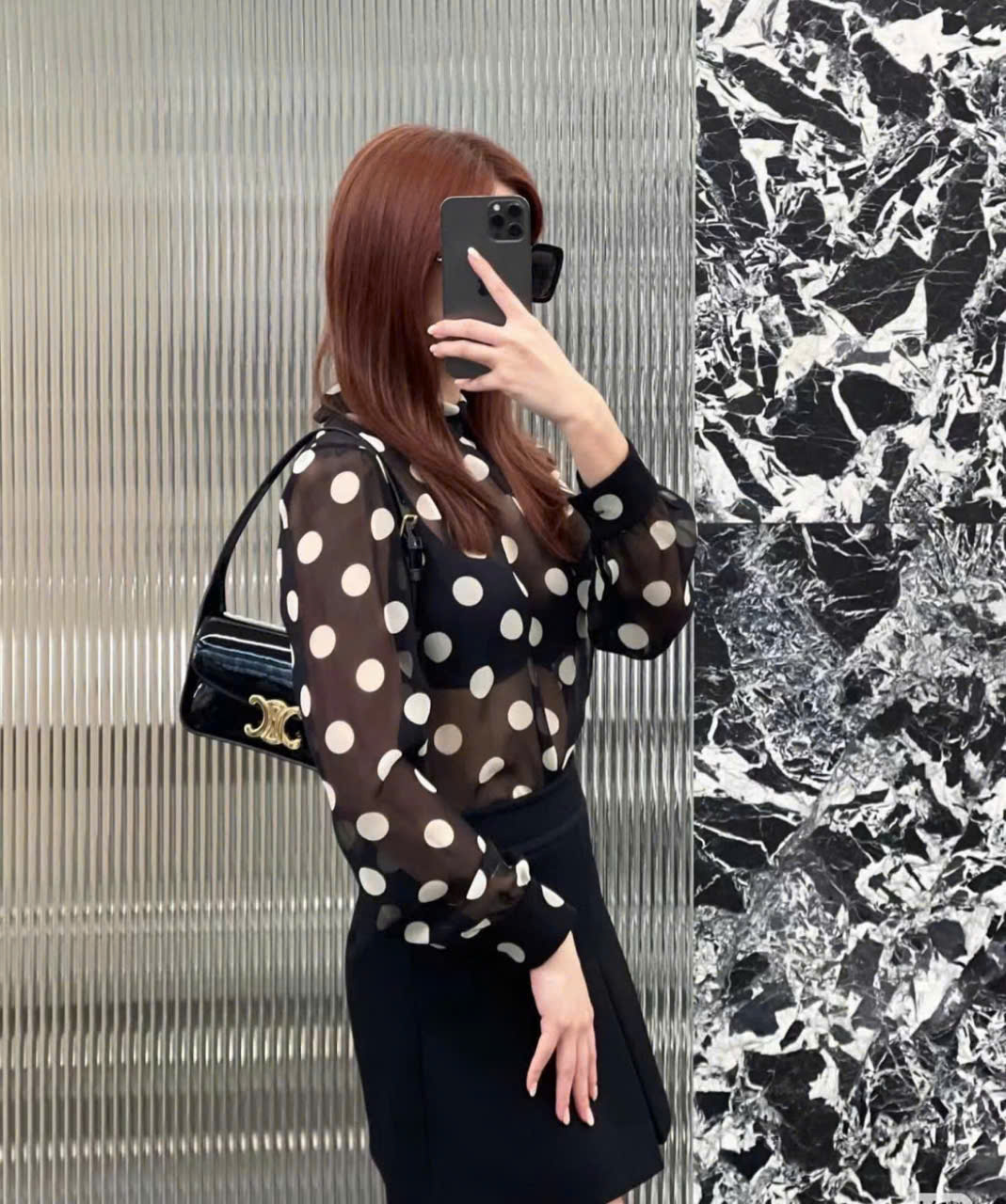 Túi kẹp nách Celine Shoulder Bag Terence In Patent Calfskin Black 7