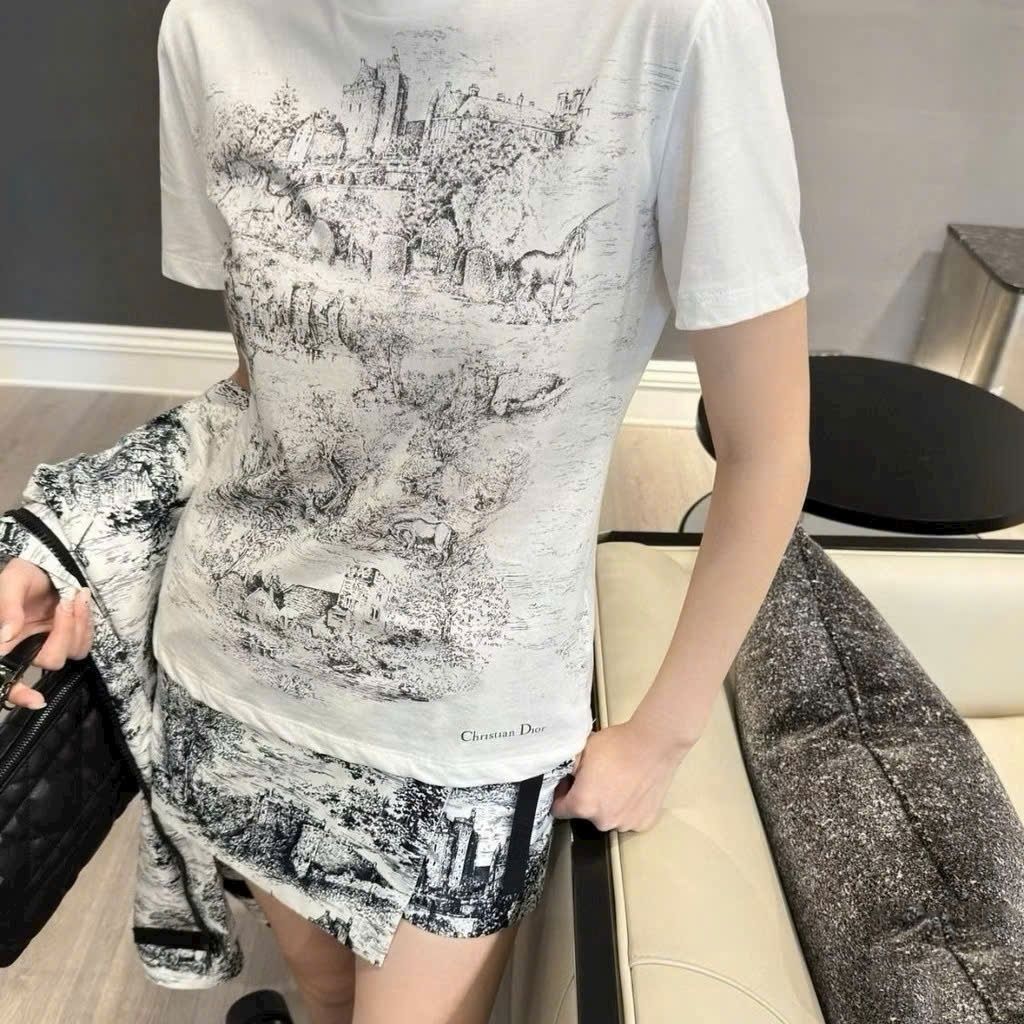 Combo áo thun váy giả quần Dior họa tiết 5