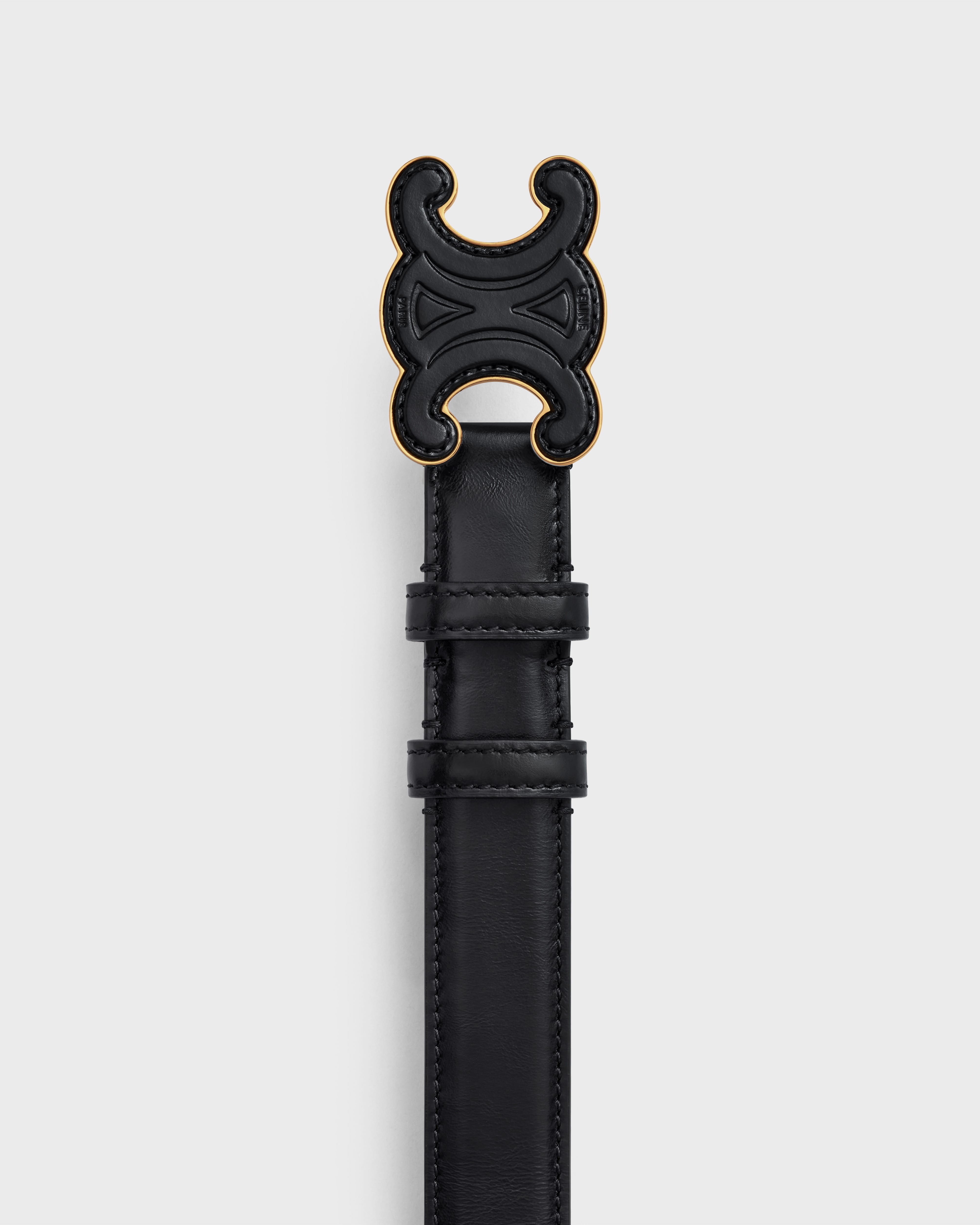 THẮT LƯNG NỮ CELINE MEDIUM CUIR TRIOMPHE BUCKLE WITH COLLAR STUD BELT IN BLACK TAURILLON LEATHER 5