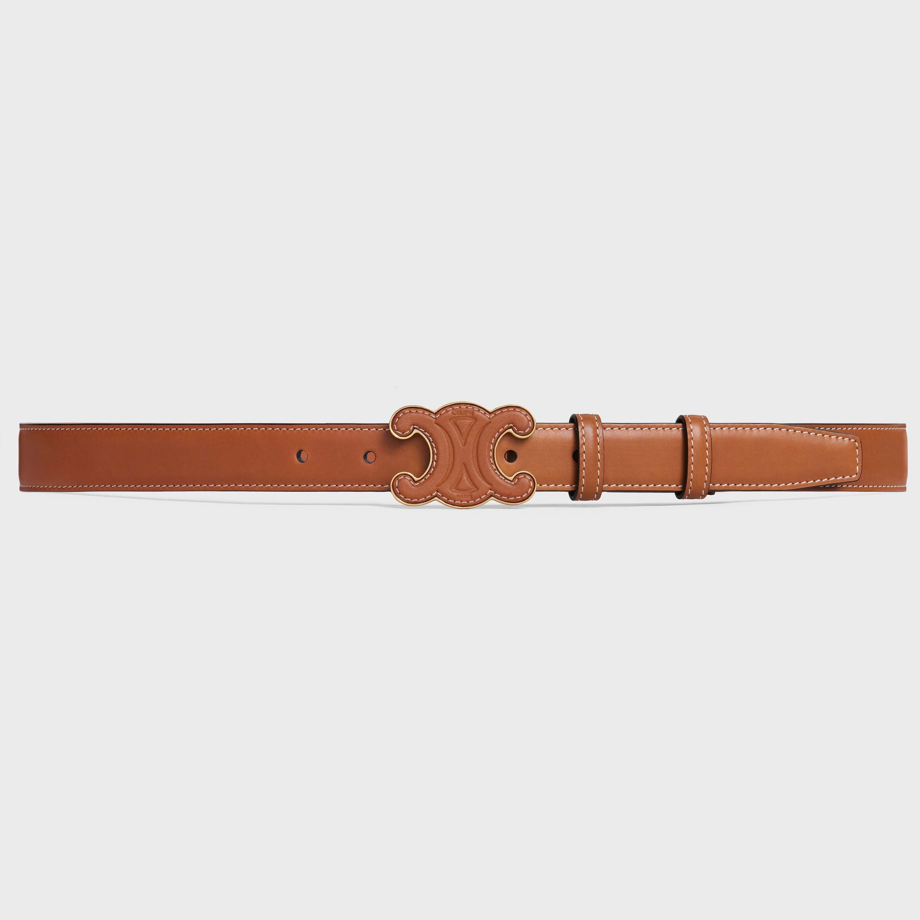 DÂY LƯNG NỮ CELINE MEDIUM CUIR TRIOMPHE BUCKLE WITH COLLAR STUD BELT IN TAN NATURAL CALFSKIN LEATHER 3