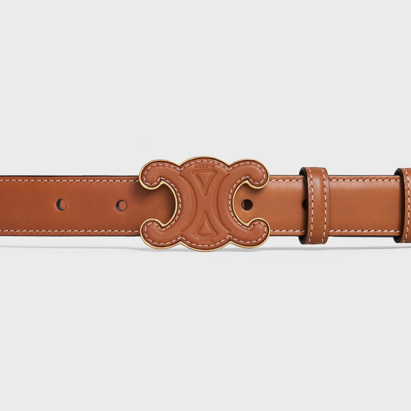 DÂY LƯNG NỮ CELINE MEDIUM CUIR TRIOMPHE BUCKLE WITH COLLAR STUD BELT IN TAN NATURAL CALFSKIN LEATHER 5